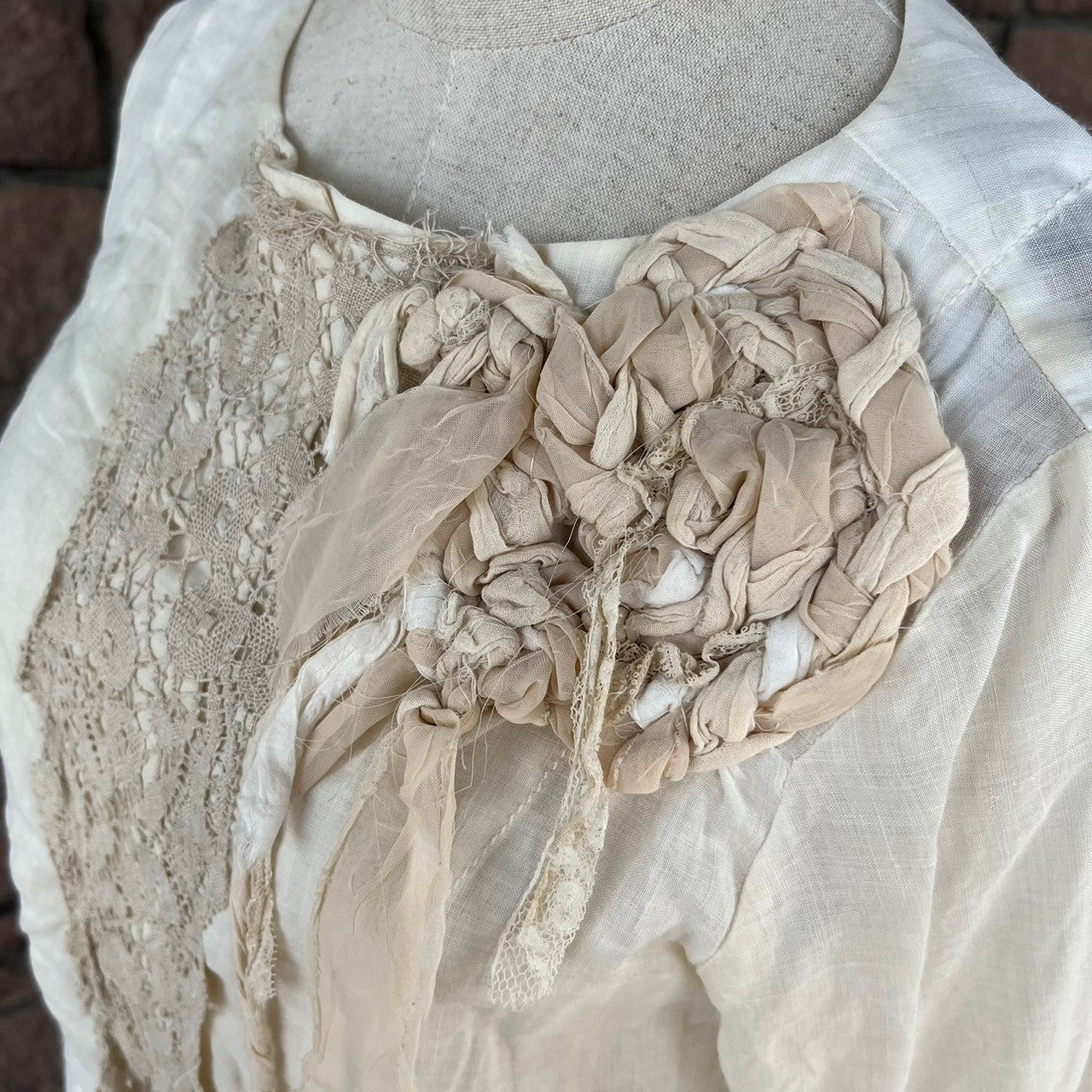 VINTAGE(ヴィンテージ) 80's lace decoration blouse cut and sew レース装飾ブラウスカットソー S アイボリー MAX STUDIO製