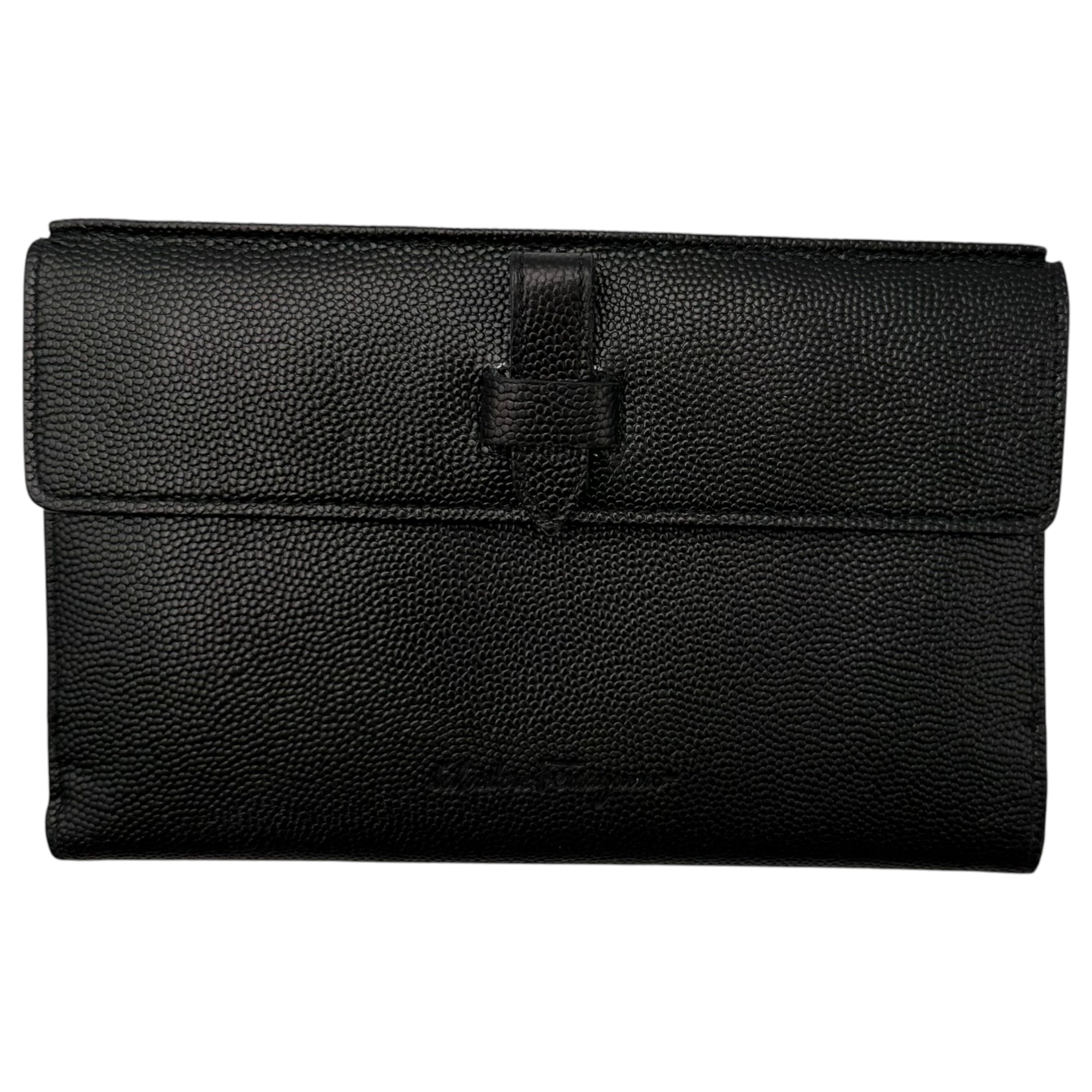 Salvatore Ferragamo(サルヴァトーレフェラガモ) Embossed Leather Wallet エンボス レザー 折り財部 ブラック