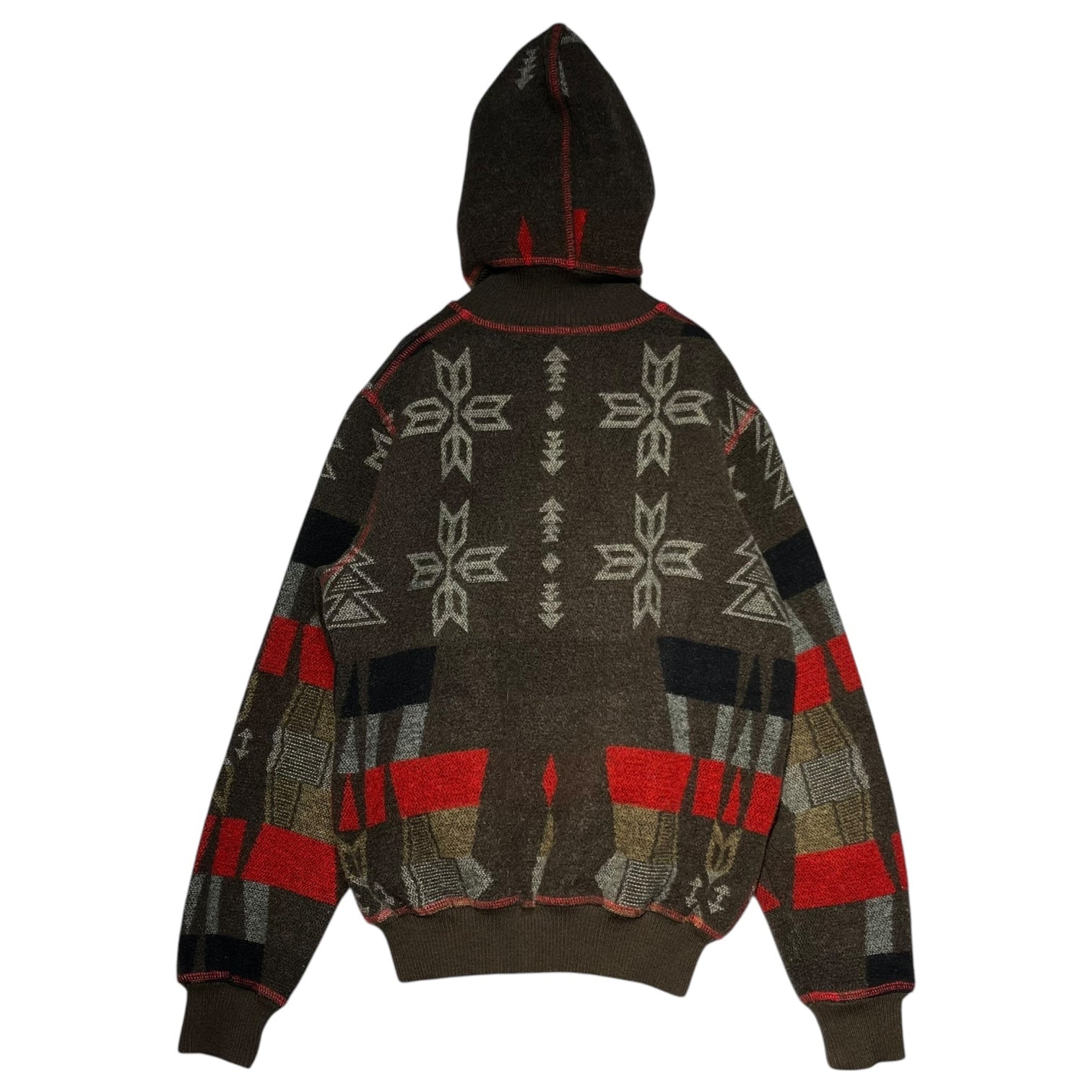 D&G(ディー&ジードルガバドルチェ&ガッバーナ) 00's mexican nordic wool parka メキシカン ノルディック ウール パーカー 雪柄 民族 M ブラウン