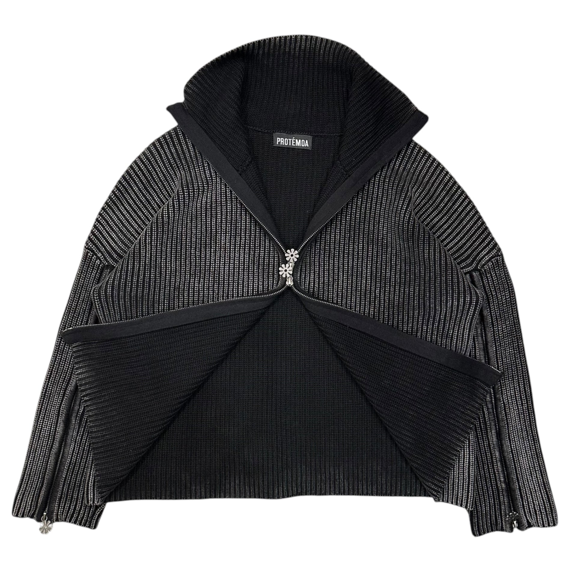 PROTEMOA(プロテモア) Triple Zip Cardigan トリプル ジップ カーディガン 表記無 ブラック ドライバーズ ニット