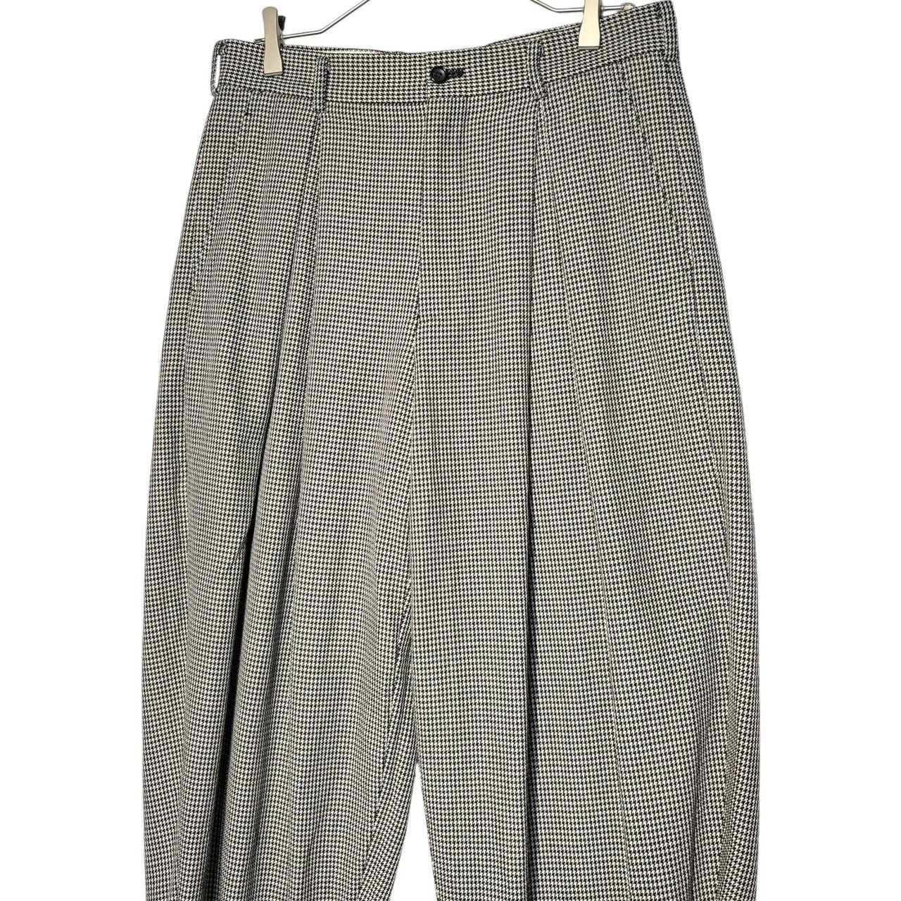 COMME des GARCONS HOMME PLUS(コムデギャルソンオムプリュス) 21AW DARKROOM期 Houndstooth pattern wide tuck tapered pants 千鳥柄 ワイド タック テーパード パンツ PH-P032 M グレー AD2021