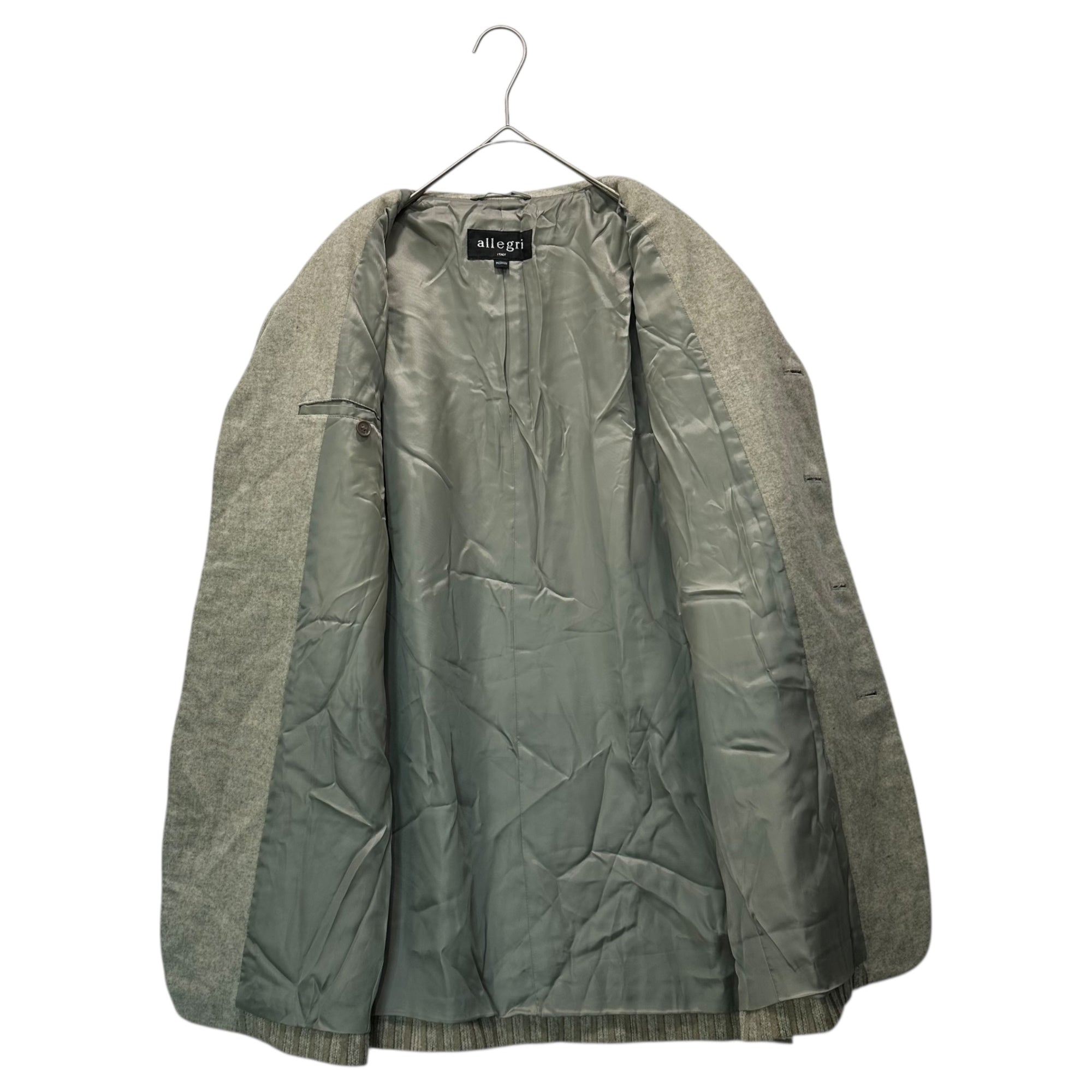 allegri(アレグリ) 90's Sleeve and Hem Contrast Wool 4-Button Jacket 90年代 袖 裾 切替 ウール 4ボタン ジャケット 4FR24-565-40 M ライトグレー
