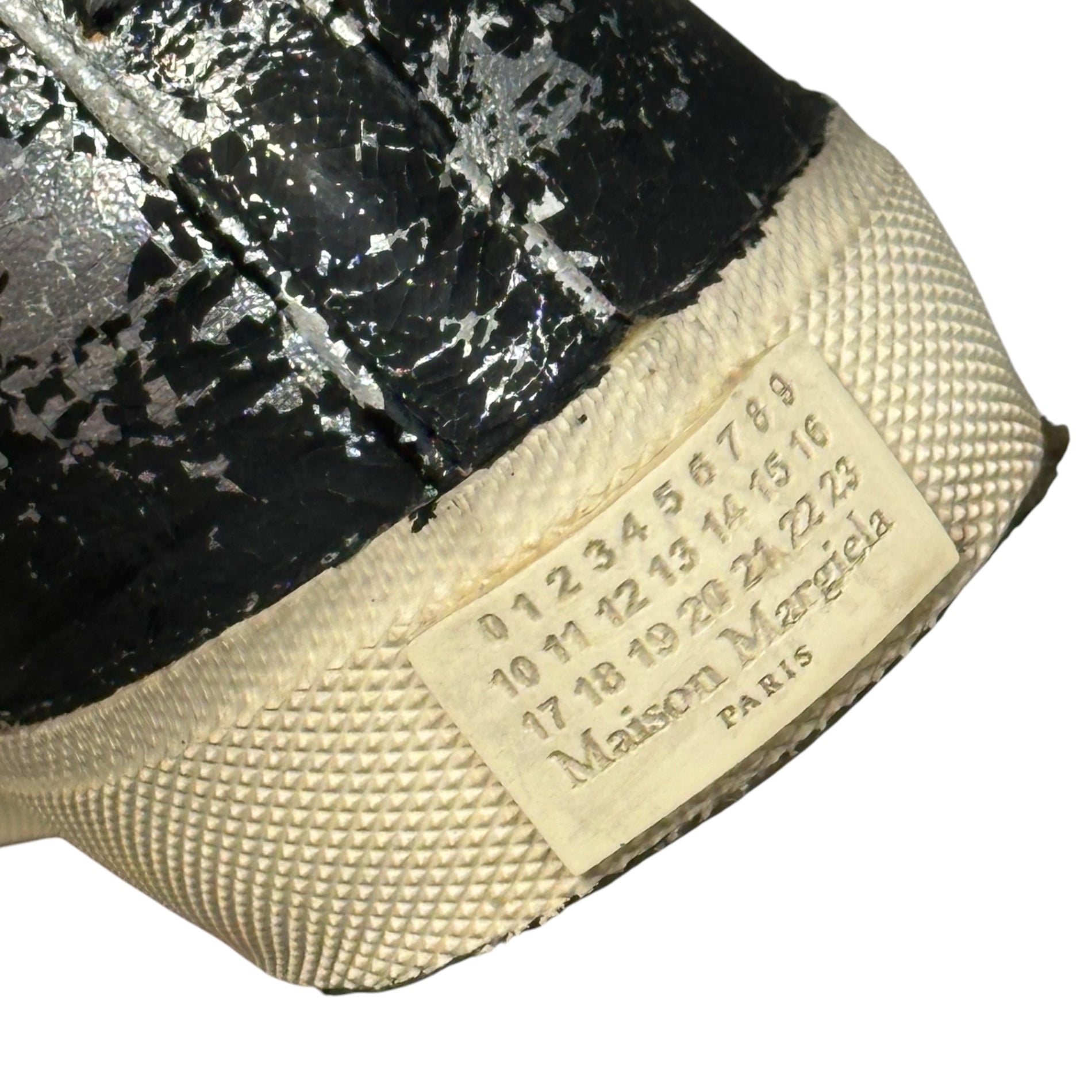 MAISON MARGIELA(メゾンマルジェラ) 2019AW TABI Canvas Sneakers 足袋 キャンバス スニーカー ペンキ S58WS0110 37(23.5~24.cm程度) ブラック×シルバー ローカット タビ