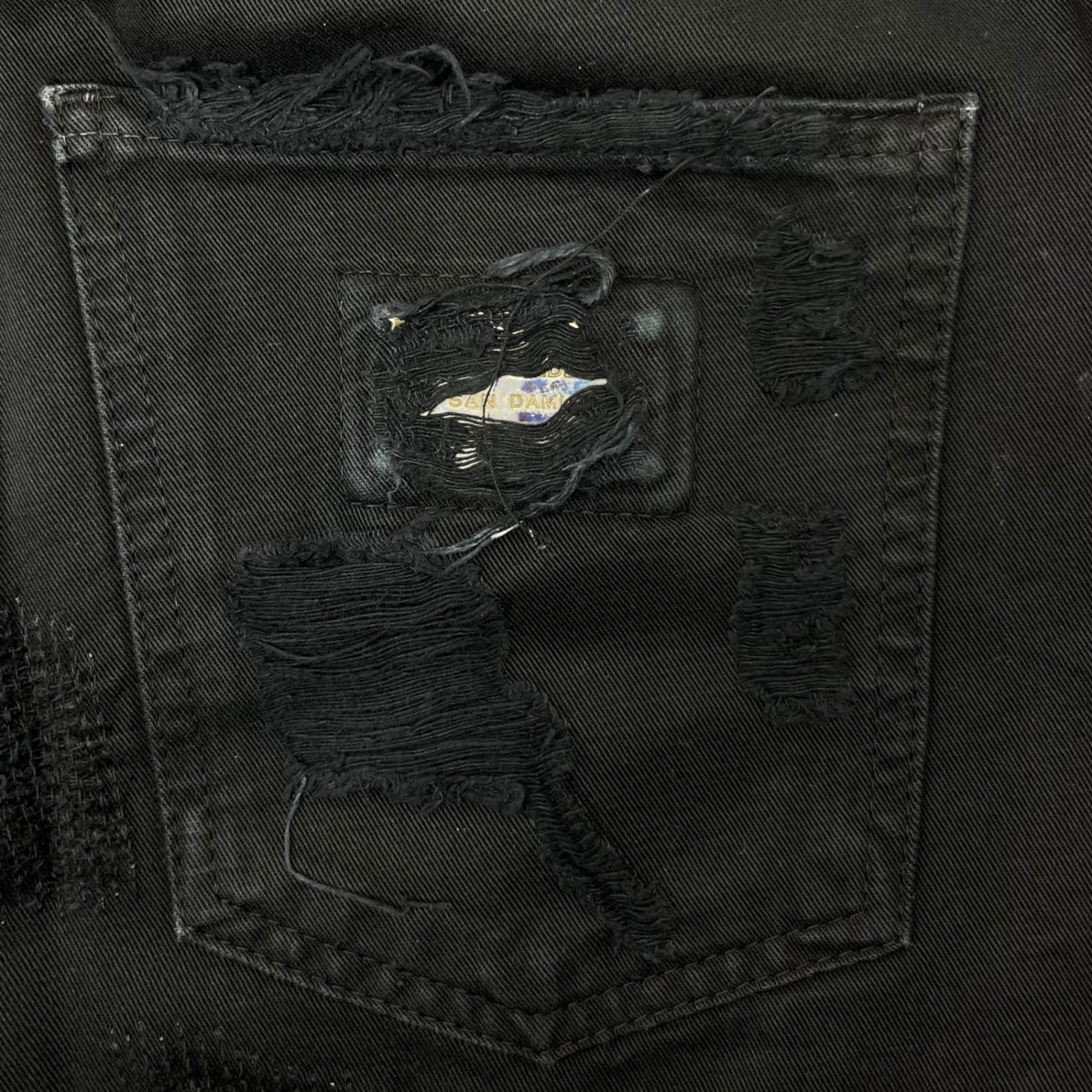 DOLCE&GABBANA(ドルチェ&ガッバーナドルガバ) Back plate distressed black denim pants バックプレート ダメージ加工 ブラック デニム パンツ G46CLT G9K12 48(L程度) ブラック