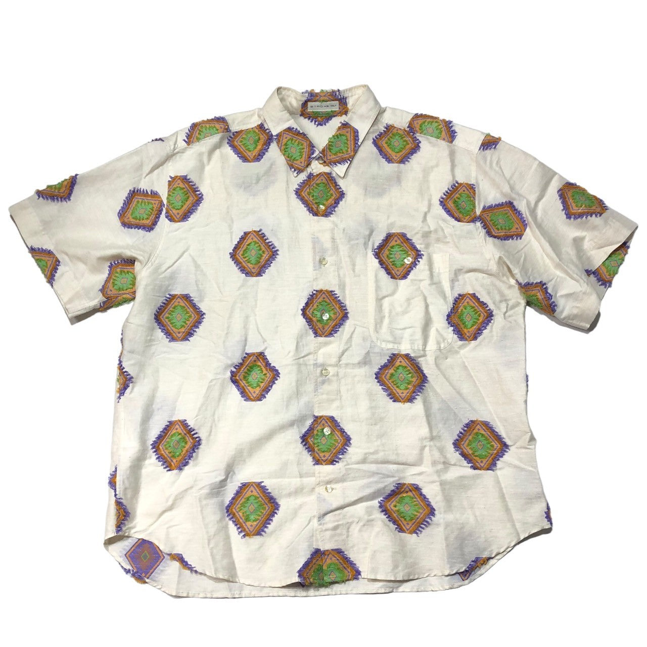 ETRO(エトロ) ORTEGA allover pattern short sleeve overshirt オルテガ 総柄 半袖 オーバーシャツ 191-1K916-6016 SIZE 43(XL程度) アイボリー×パープル×オレンジ