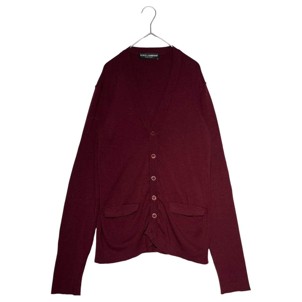 DOLCE&GABBANA(ドルチェ&ガッバーナドルガバ) High gauge wool knit cardigan ハイゲージ ウール ニット カーディガン GCC15K F15D2 46 ボルドー