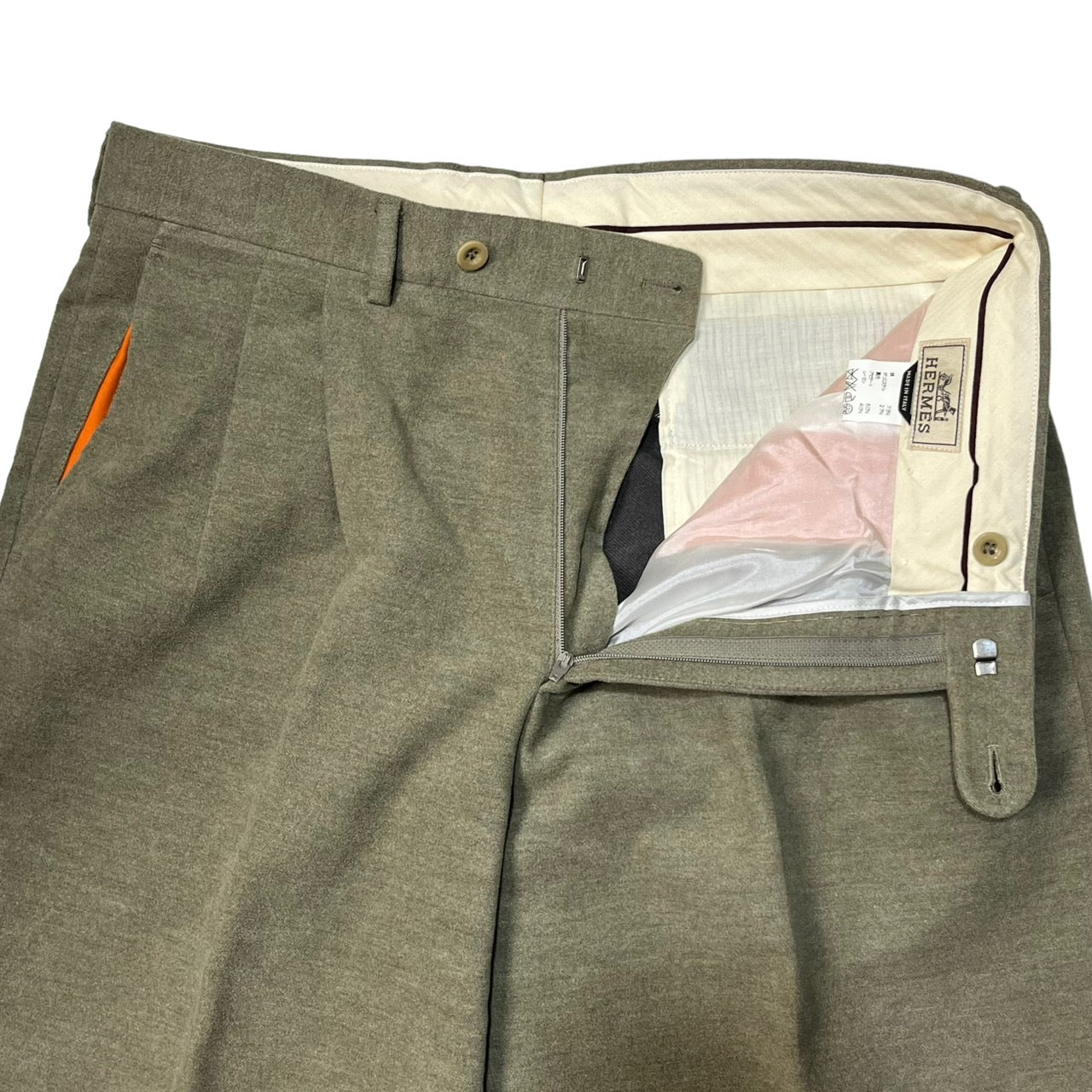 HERMES(エルメス) suede touch trousers/スウェードタッチトラウザー/パンツ/スラックス 52(XLサイズ程度) ベージュ×オレンジ エルメスジャポンタグ