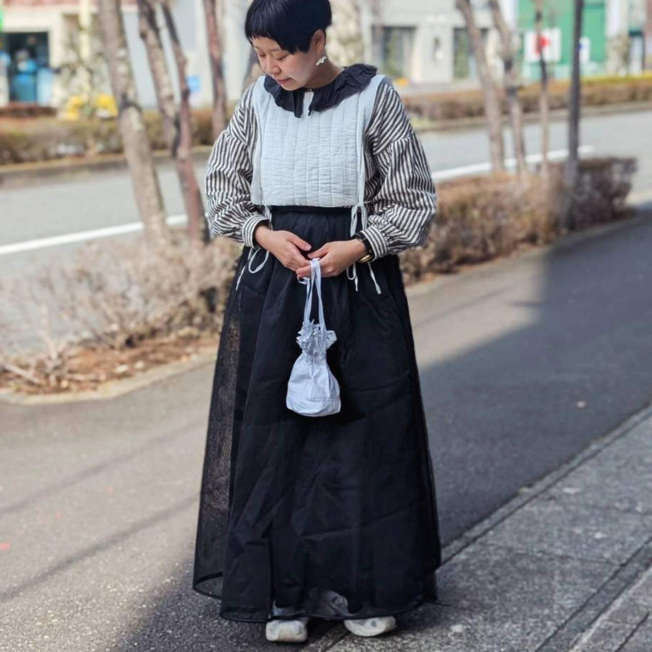 Euro antique(ヨーロッパアンティーク) antique linen and batten lace purse アンティークリネンとバテンレースの巾着バッグ ポーチ 未使用に近い ホワイト