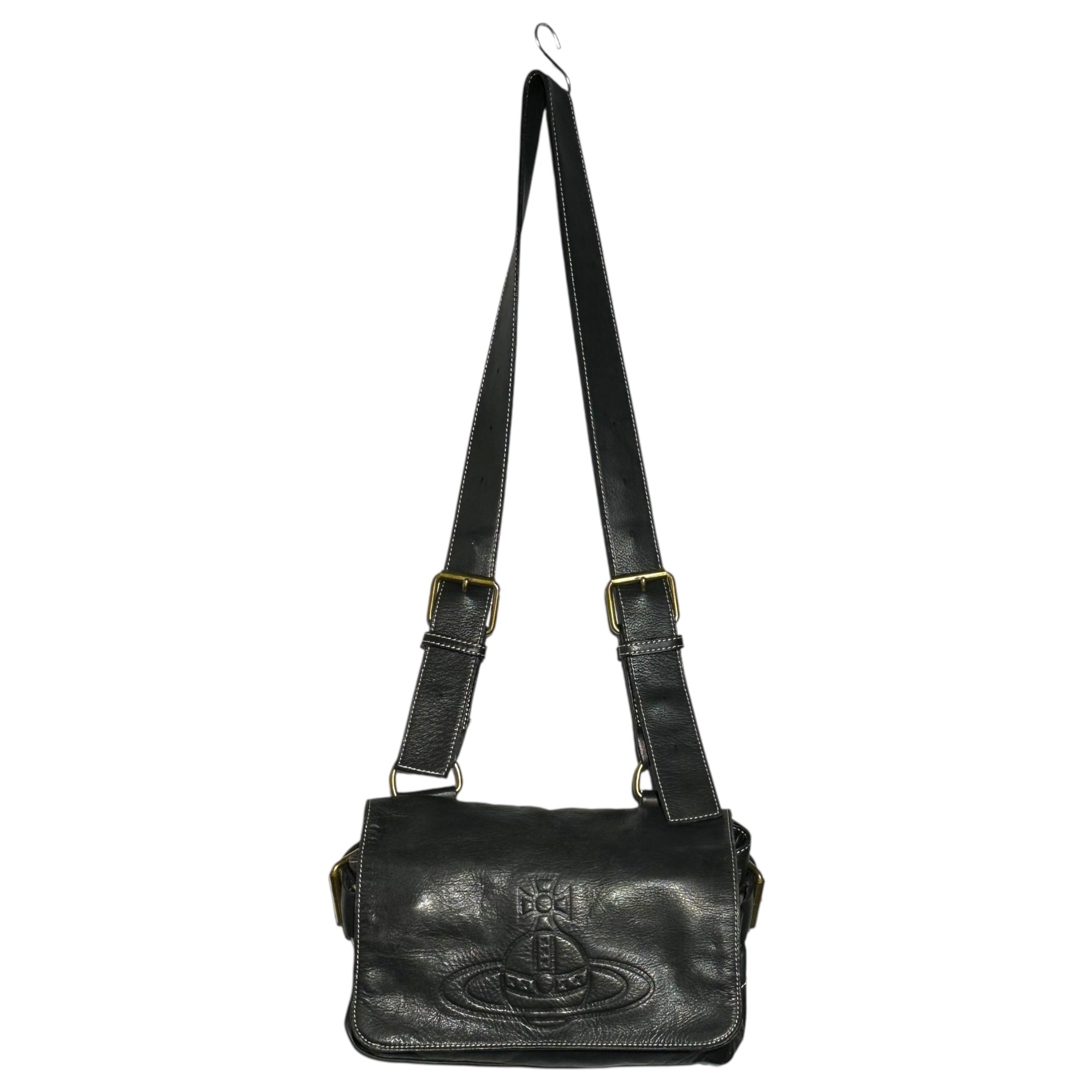 Vivienne Westwood ACCESSORIES(ヴィヴィアンウエストウッドアクセサリー) Orb Logo Leather Harness Shoulder Bag オーブ ロゴ レザー ハーネス ショルダー バッグ ブラック