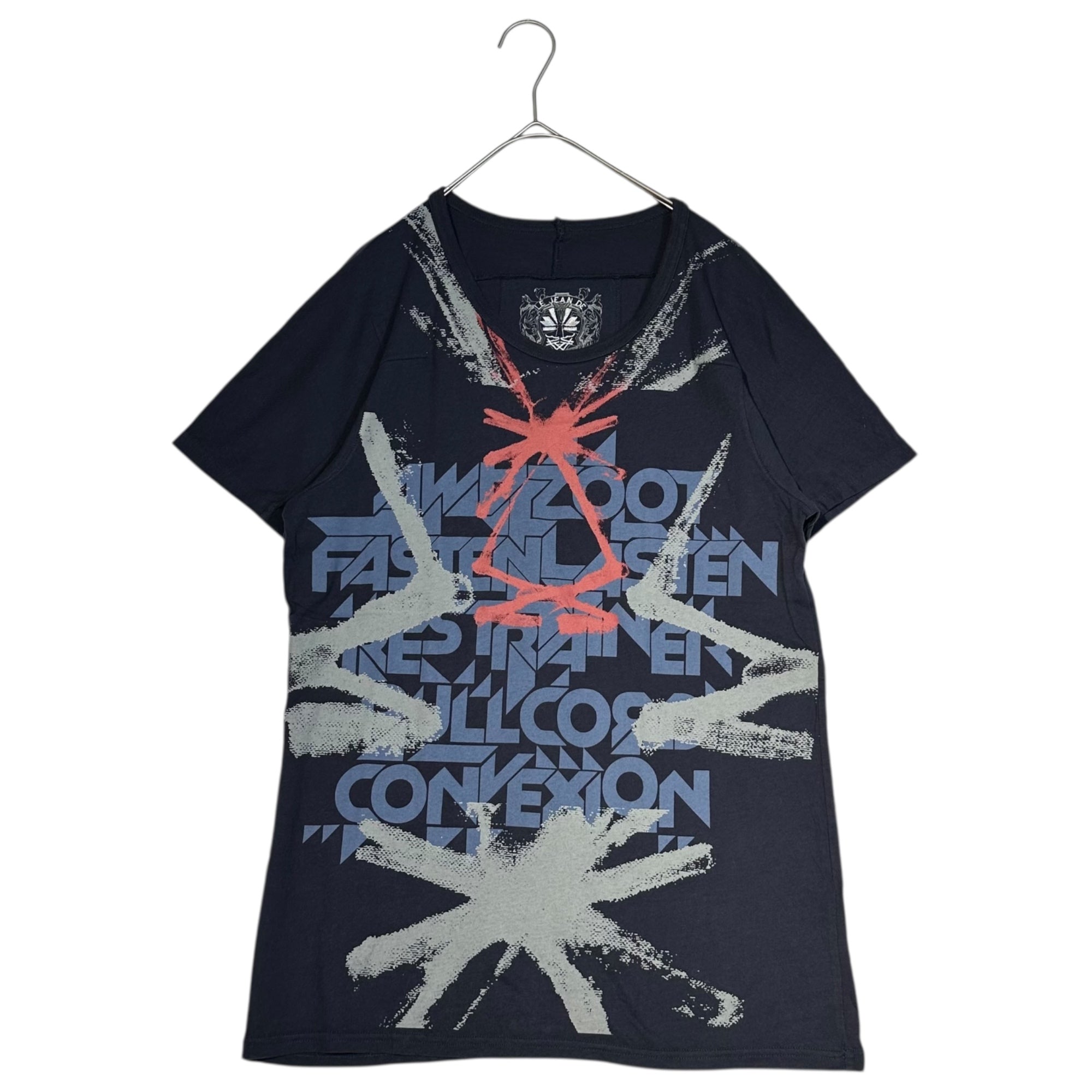 MARITHE FRANCOIS GIRBAUD(マリテフランソワジルボー) 00's Word Graphic Print T-Shirt ワード グラフィック プリント Tシャツ M6-6963 M ネイビー Y2K ロゴ 刺繍 パンク