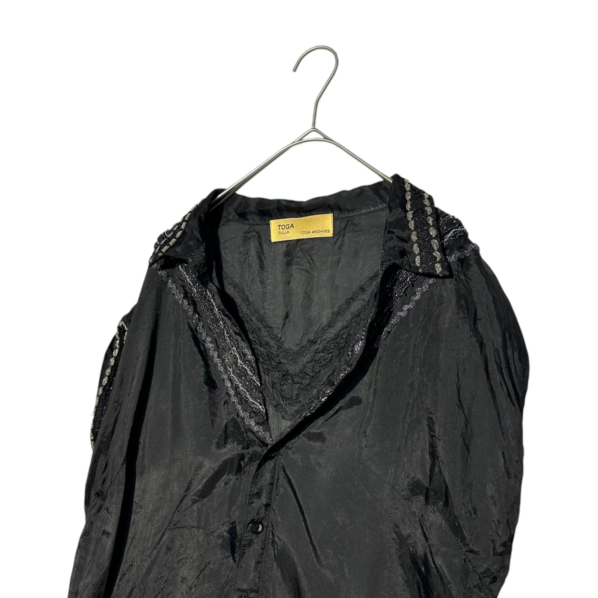 TOGA PULLA(トーガプルラ) Bijou-style sewing sleeveless blouse ビジュー調 ノースリーブ ブラウス TP51-FJ213 M ブラック