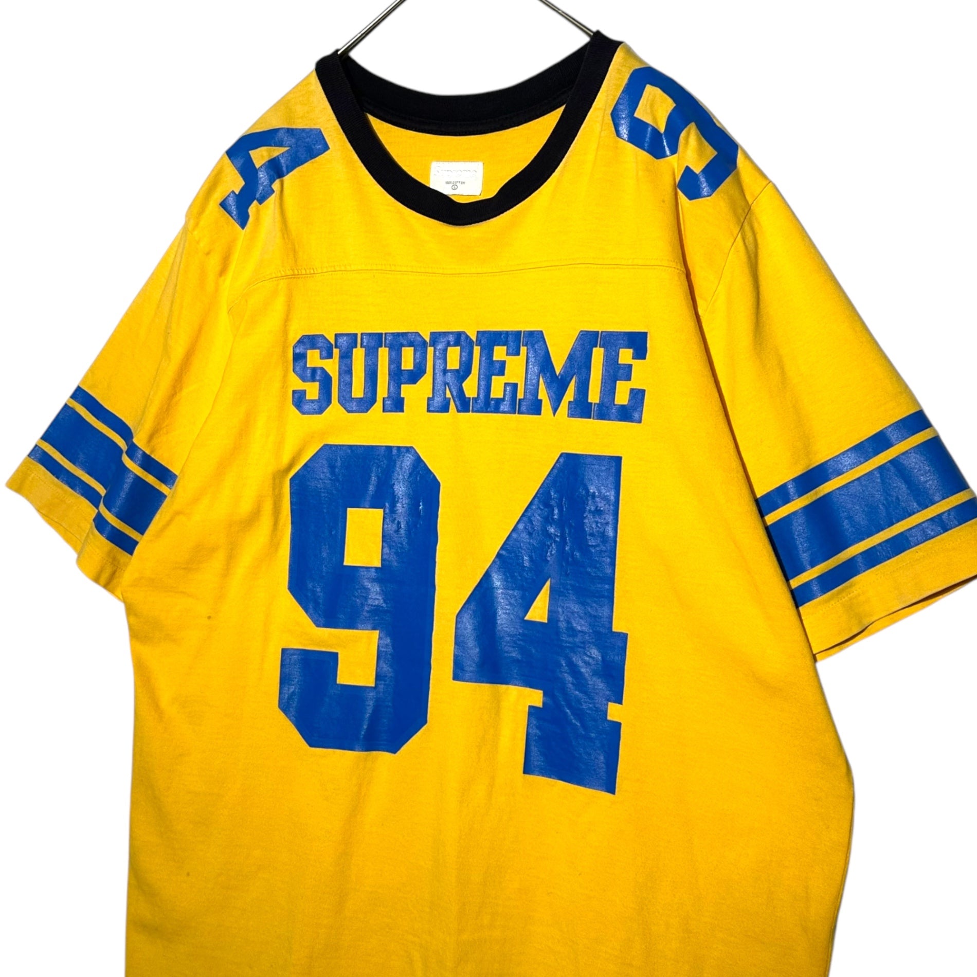 SUPREME(シュプリーム) 94 Football T-shirt フットボール Tシャツ L イエロー×ブルー