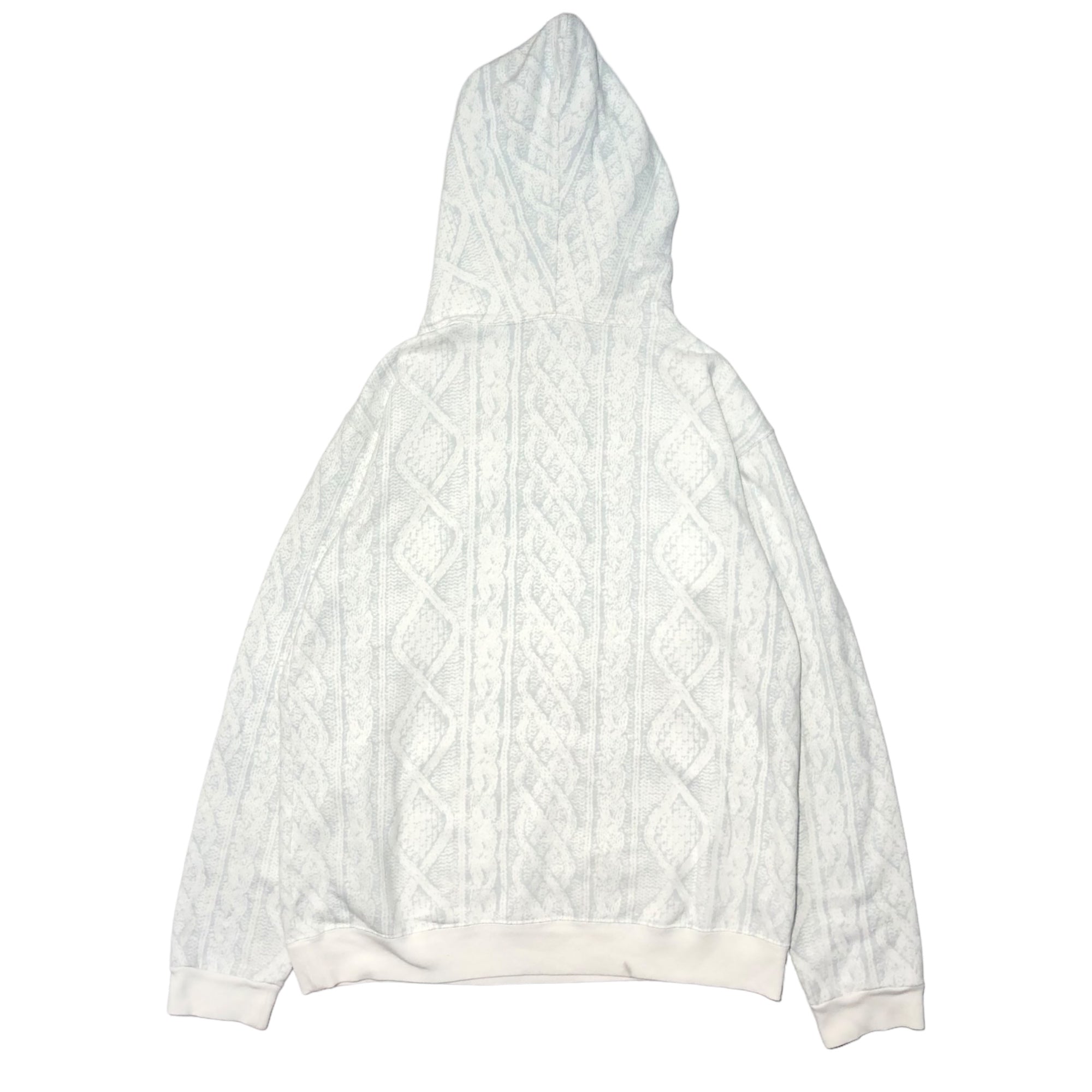 GOODENOUGH(グッドイナフ) 00's cable knit print pullover hoodie ケーブルニットプリント プルオーバー パーカー M アイボリー×グレー 藤原ヒロシ