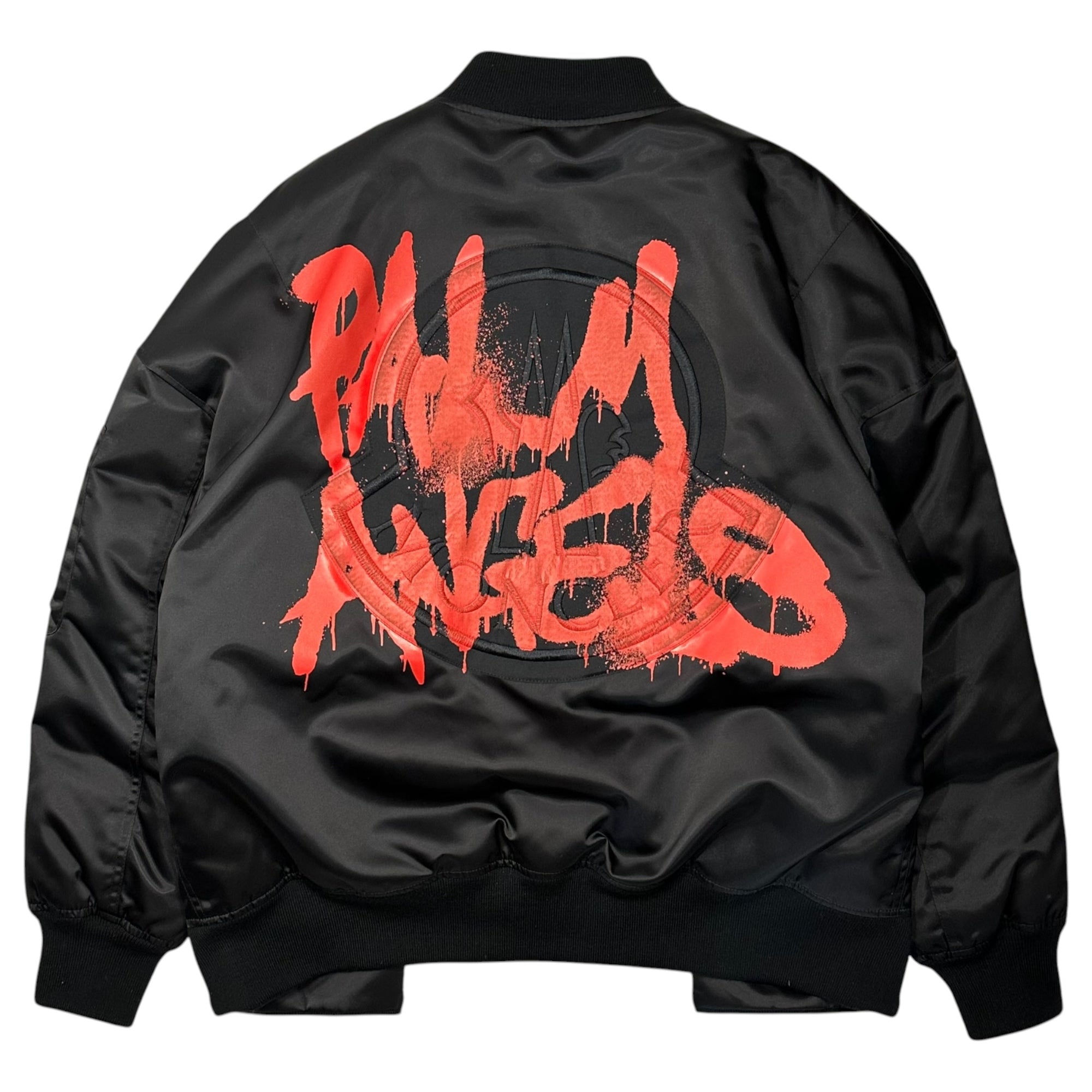 MONCLER×PALM ANGELS(モンクレール×パームエンジェルス) 19AW AXL GIUBBOTTO MA-1 ボンバー ジャケット E209L4130200 2 ブラック コラボ ペイント ブルゾン