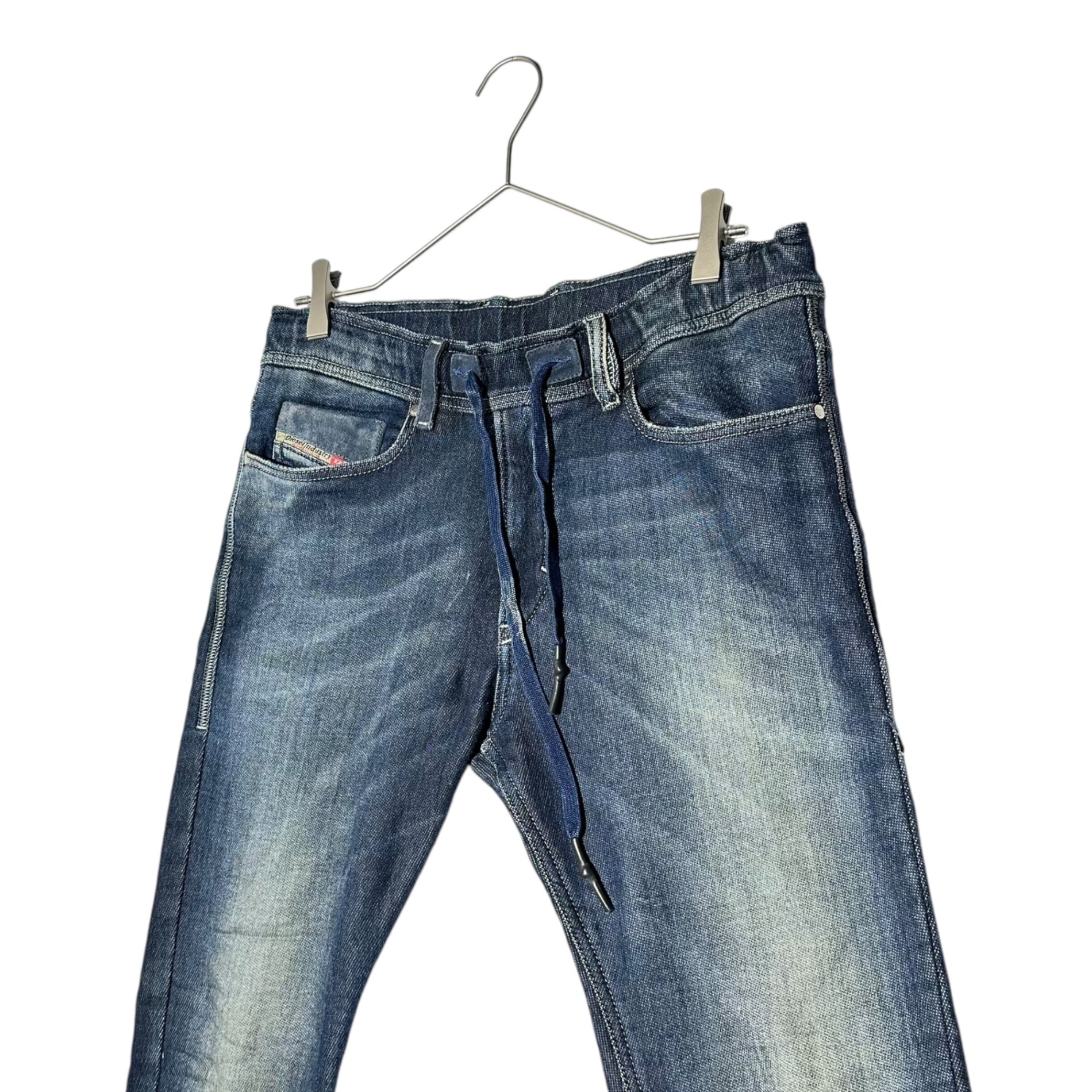 DIESEL(ディーゼル) √Denim TEPPHAR Jog Jeans ジョグ ジーンズ 28 ブラック ストレッチ デニム スキニー パンツ レザー ポケット