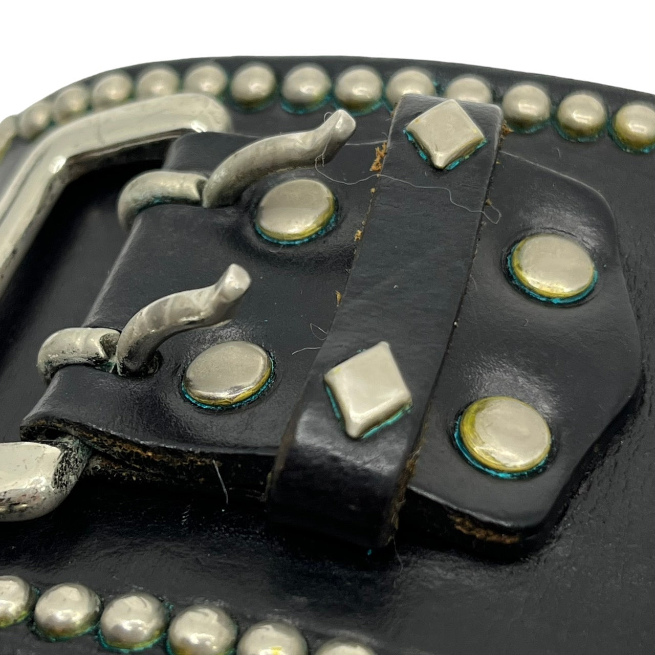 WOLFS HEAD(ウルフズヘッド) ラウンドスタッズレザーブレスレット SIZE FREE(50mm) 全長約31cm×幅約7cm ブラック×シルバー 刻印残り スタッズ打ち込み問題無し