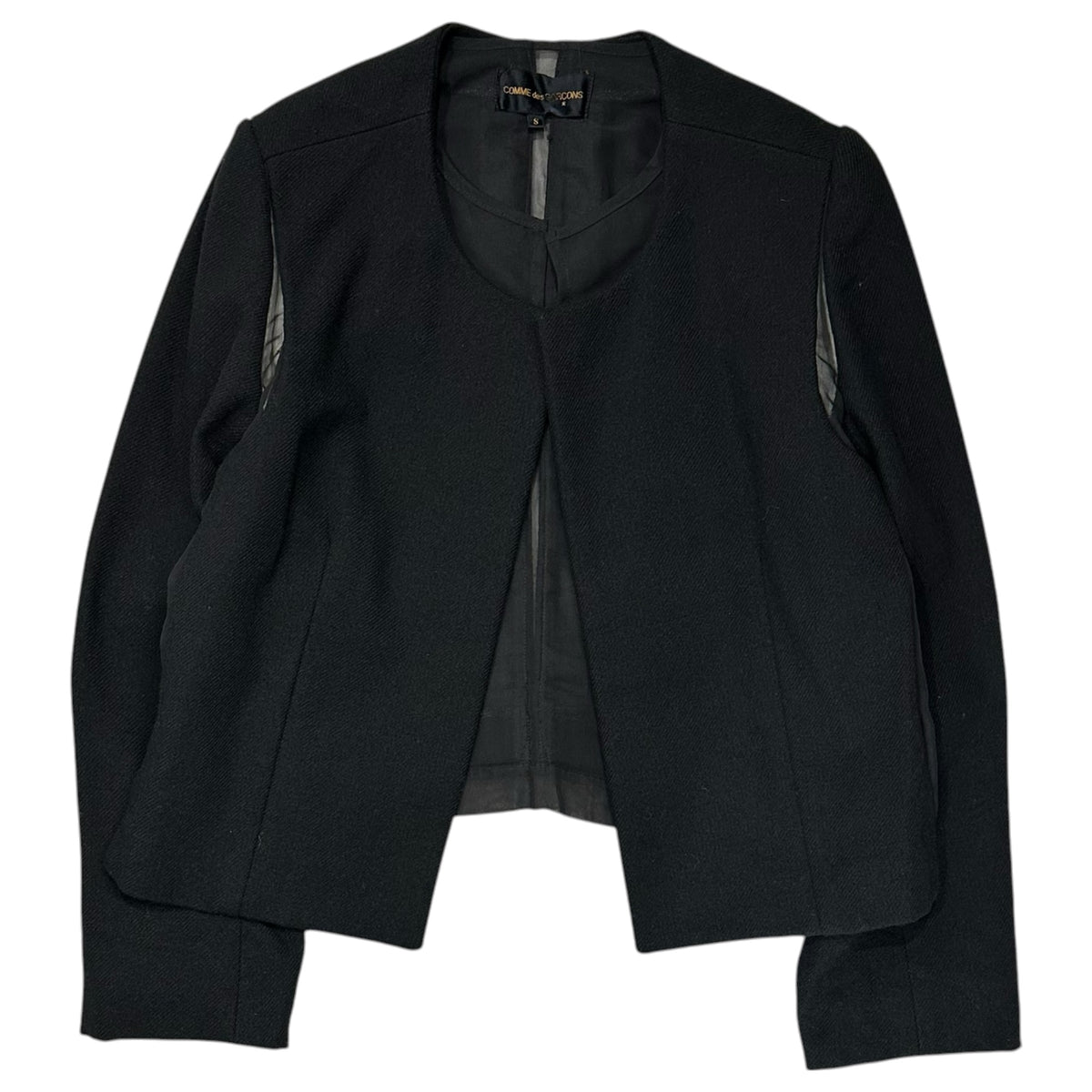 COMME des GARCONS(コムデギャルソン) 1997AW Vintage Center-Slit Wool No-Collar Jacket ヴィンテージ センターシアー ウール ノーカラー ジャケット GJ-04005S S ブラック AD1997