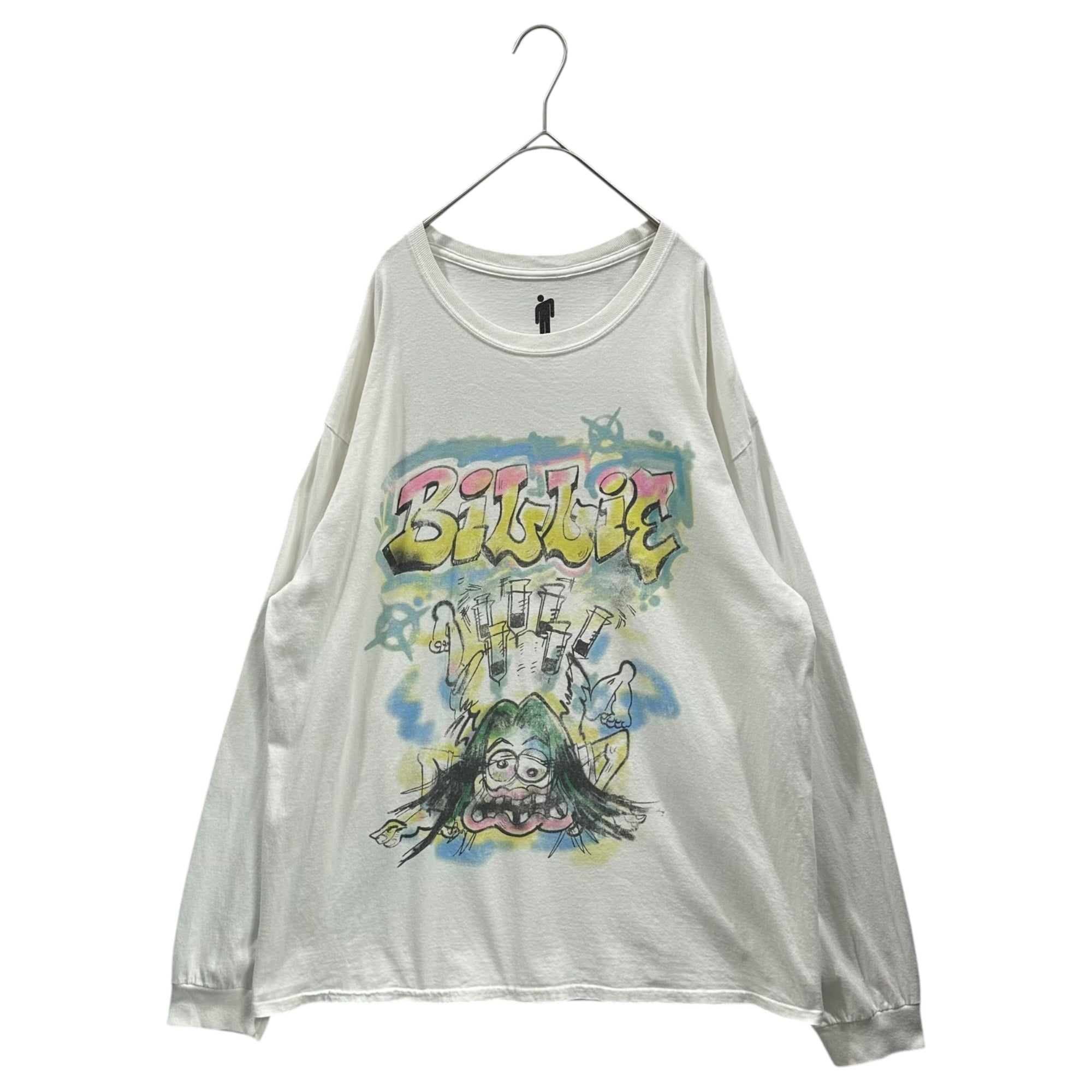 BILLIEEILISH(ビリーアイリッシュ) Front-Print L/S T-Shirt フロント プリント 長袖 Tシャツ XL ホワイト×マルチカラー