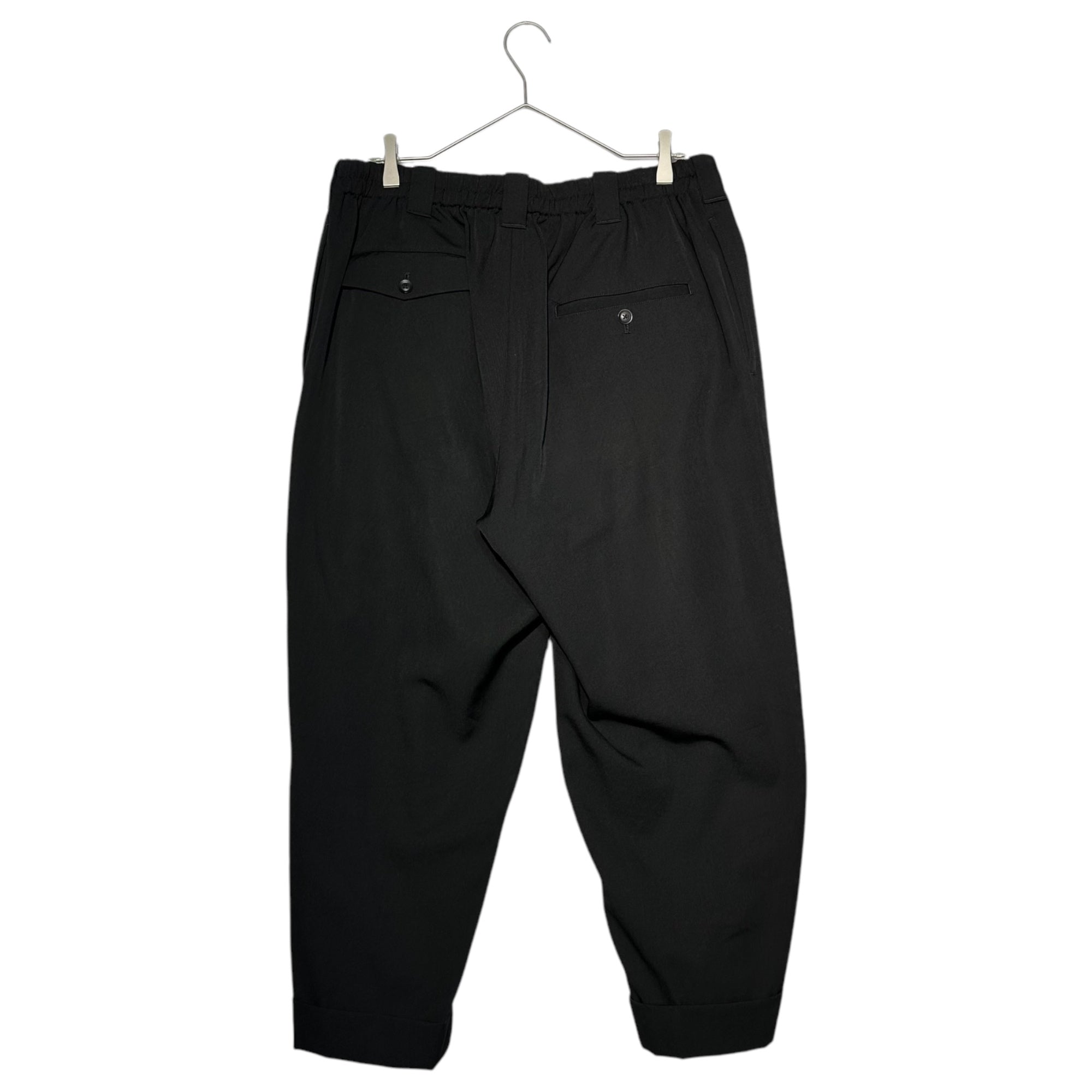 YOHJI YAMAMOTO POUR HOMME(ヨウジヤマモトプールオム) 18SS Wool gabardine, right front, ball zipper, tapered, wide slacks ウール ギャバジン 右前 ボールファスナー テーパード ワイド スラックス HW-P86-100 2(M程度) ブラック