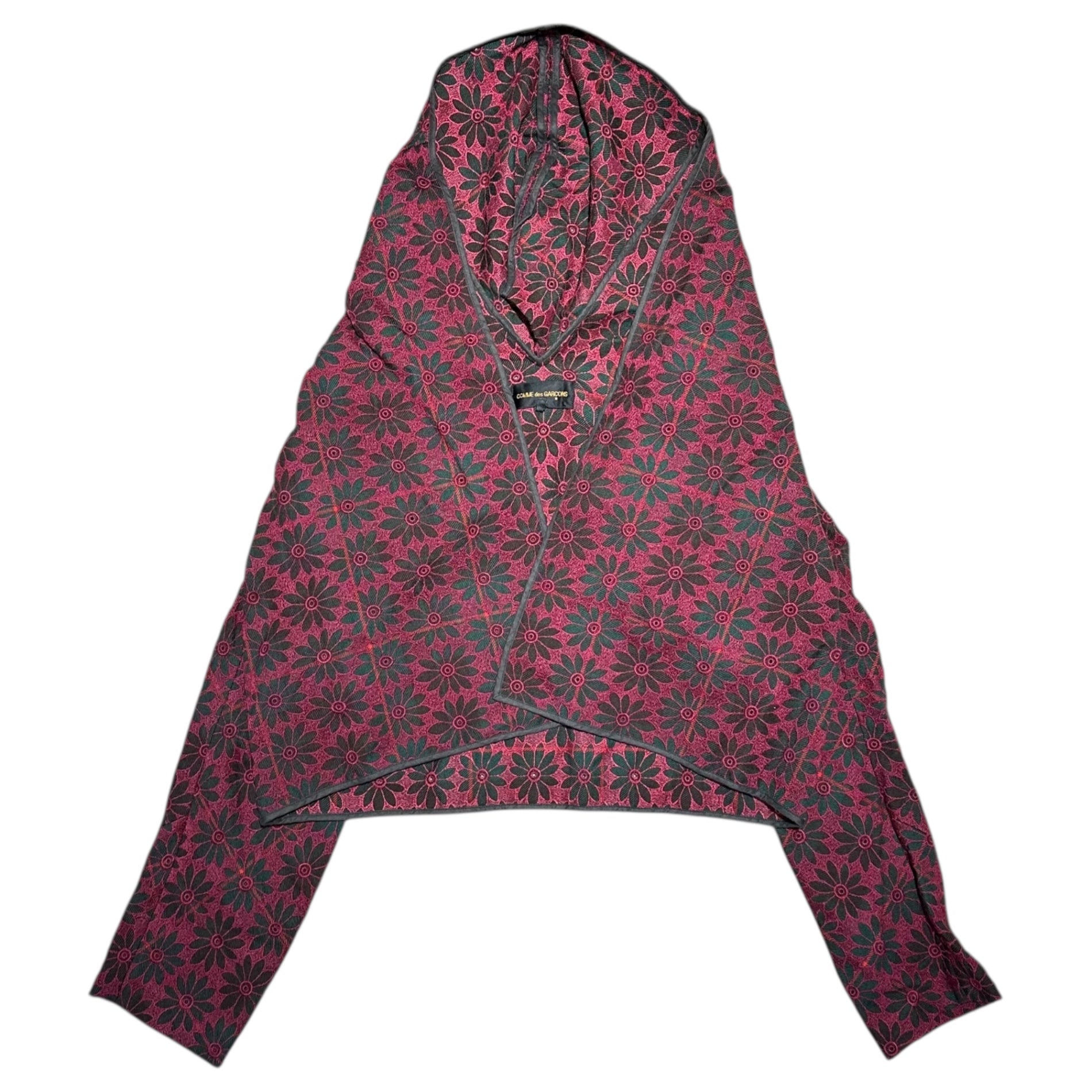 COMME des GARCONS(コムデギャルソン) 99AW Vintage Flower stitchwork modified buttonless jacket ヴィンテージ フラワー ステッチワーク 変形 ボタンレス ジャケット GJ-04030S S ブラック×レッド AD1999