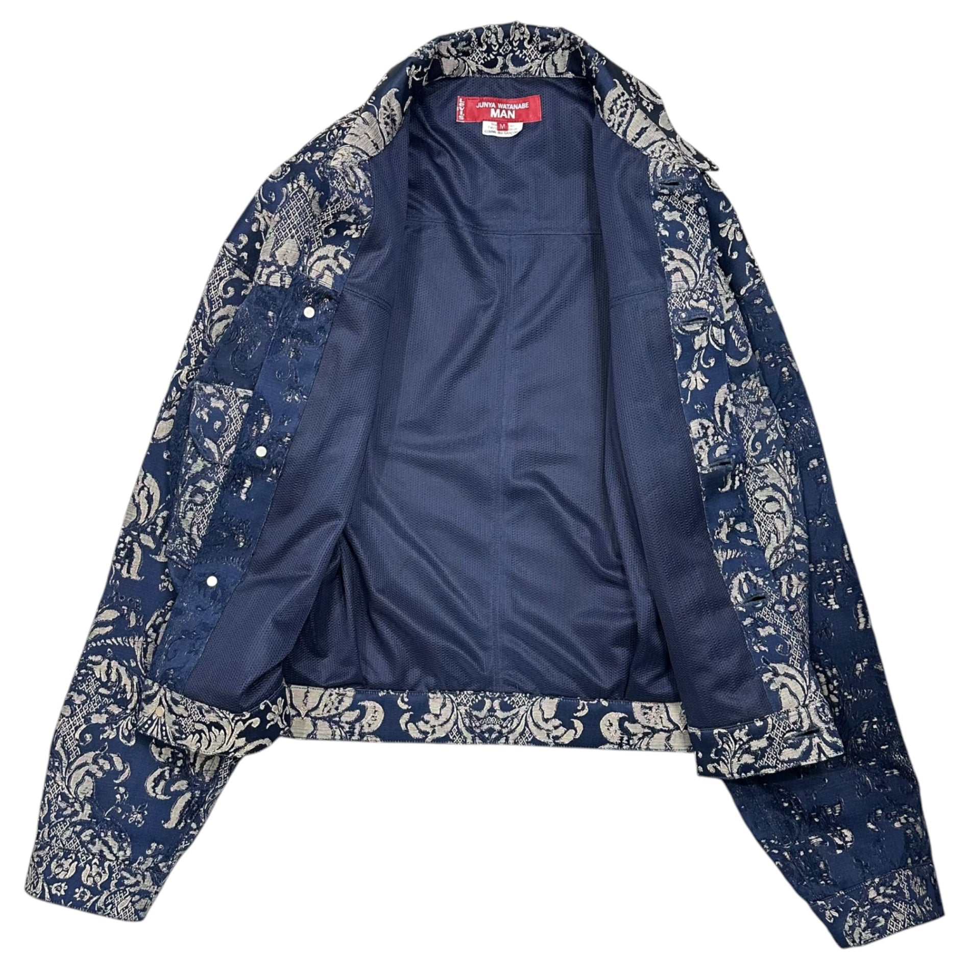 JUNYA WATANABE MAN×Levi's(ジュンヤワタナベマン×リーバイス) 26SS W-Name Ester Rayon Damask Jacket Wネーム エステル レーヨン ダマスク ジャケット WQ-J202 M ネイビー AD2025 コムデギャルソン コラボ