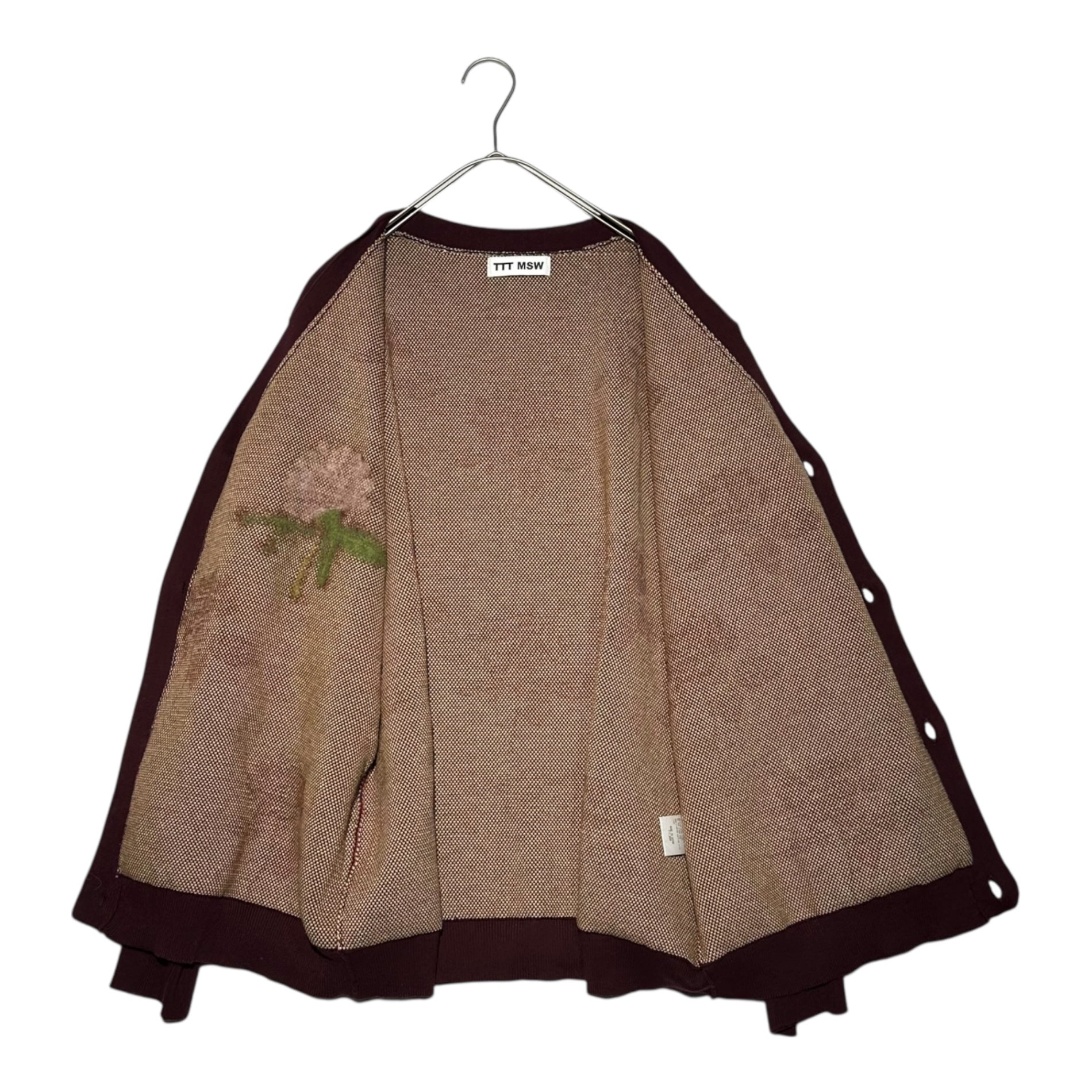 TTT MSW(ティーモダンストリートウエア) 22AW Rose Jacquard Knit Cardigan ローズ ジャガード ニット カーディガン TTT-2022AW-KT03 XL ボルドー