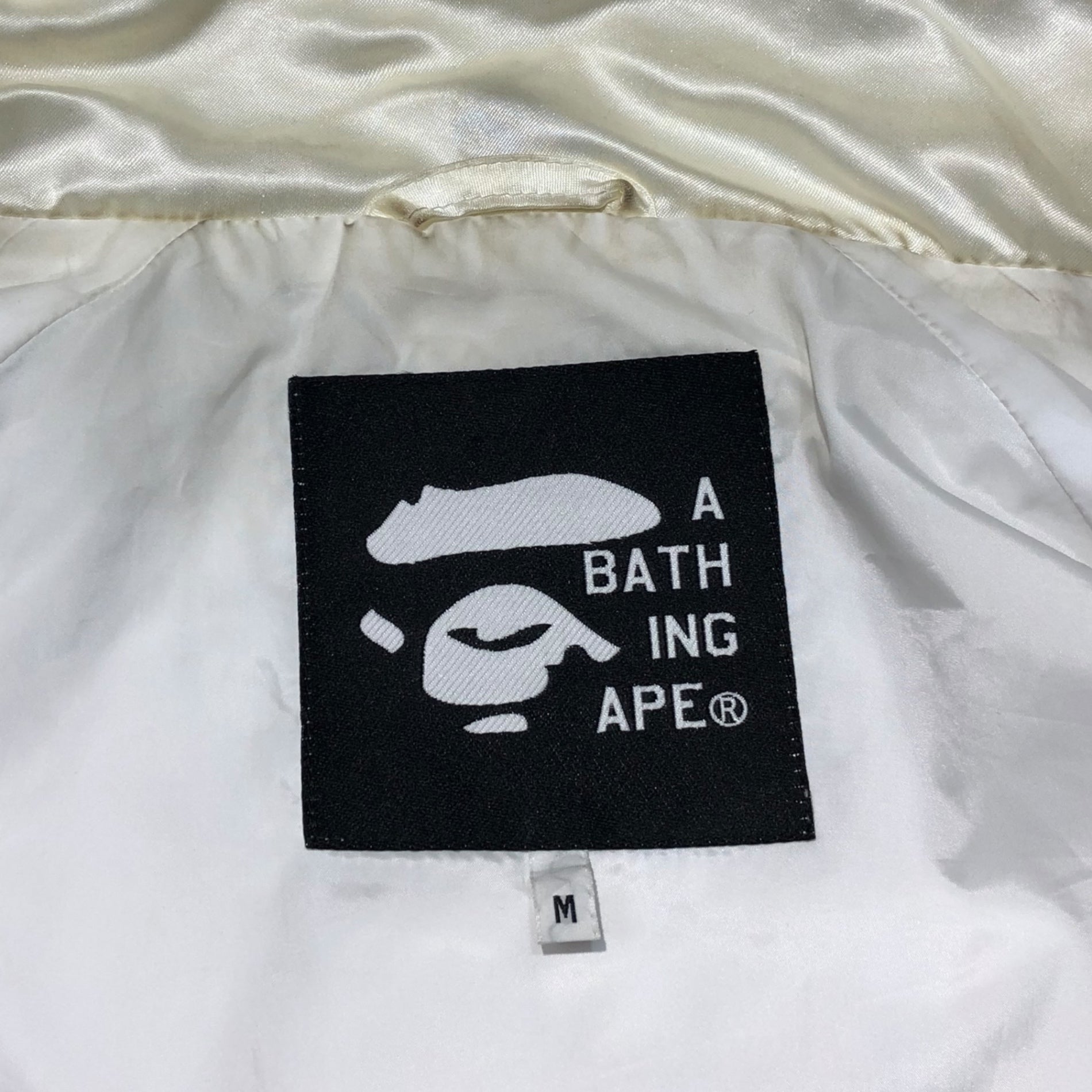 A BATHING APE(アベイシングエイプ) 00's logo nylon hoodie ロゴ ナイロン パーカー M ホワイト Y2K 初期 フード着脱可能