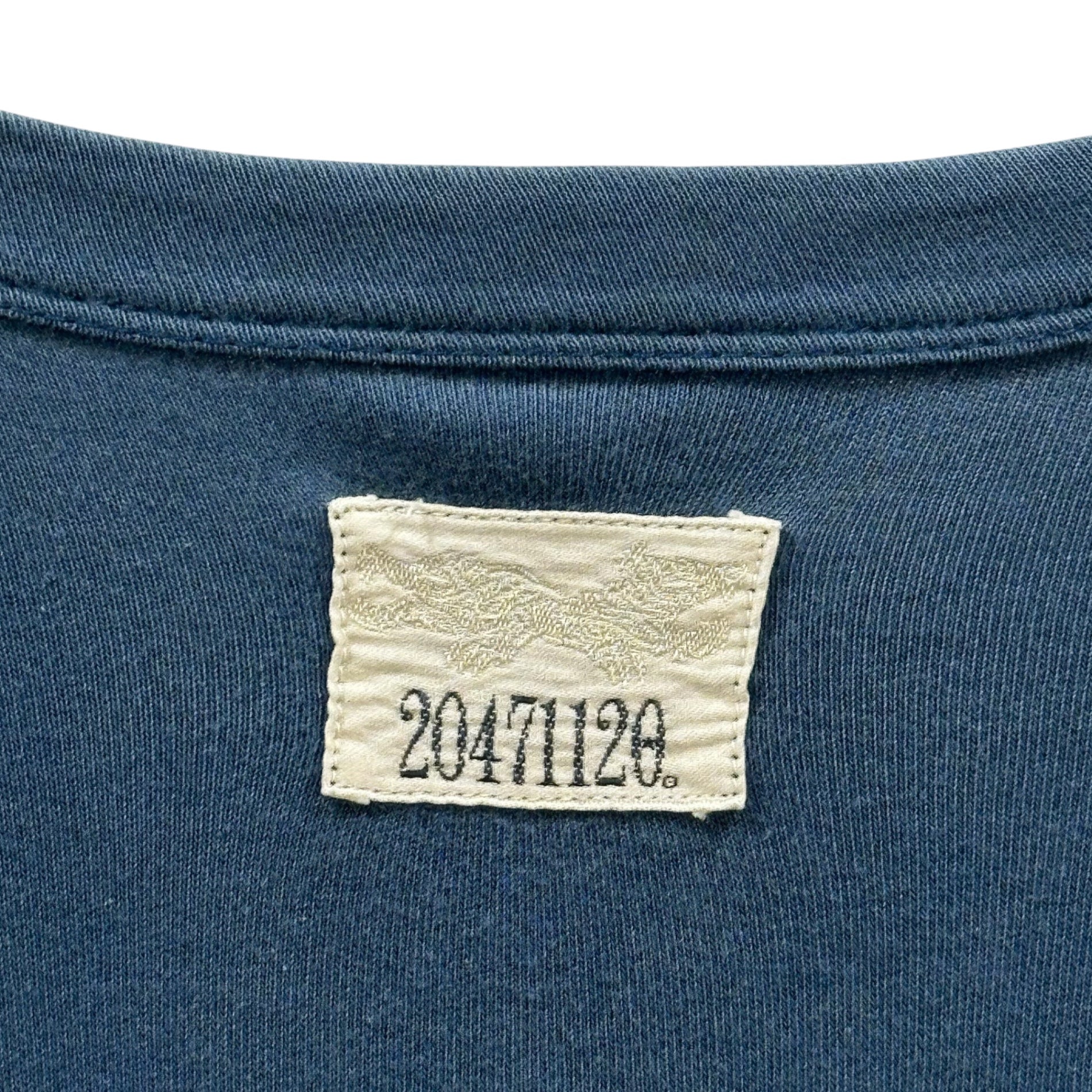 20471120(トゥーオーフォーセブンワンワントゥーオー) 90's One-Shoulder Print Crew Neck T-Shirt 90年代 ワンショルダープリント クルーネック Tシャツ M ブルー×ホワイト アーカイブ