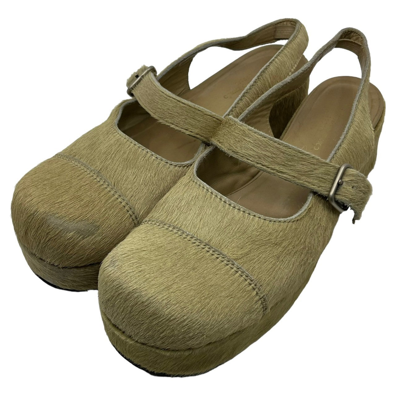 tricot COMME des GARCONS(トリココムデギャルソン) Harako sabo sandals ハラコ サボ サンダル SIZE 25.0程度(メンズ着用可能) アイボリー スレ、使用感、キズ有