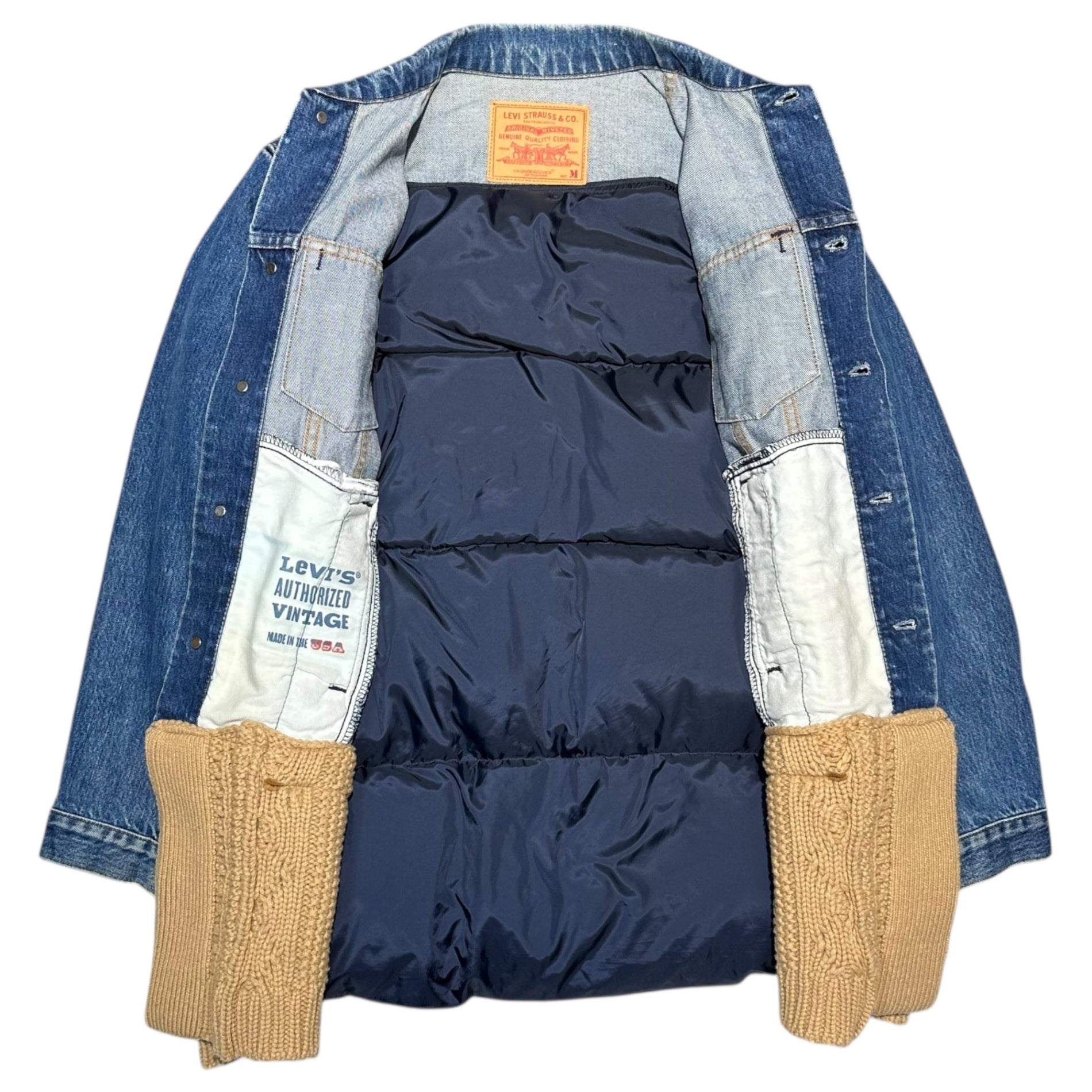 UNDERCOVER × Levi's(アンダーカバー × リーバイス) 22AW Hybrid Tracker Down Jacket Indigo ハイブリッド トラッカー ダウン ジャケット UC2B9201 M インディゴ×ベージュ×ブラック ヴィンテージ加工