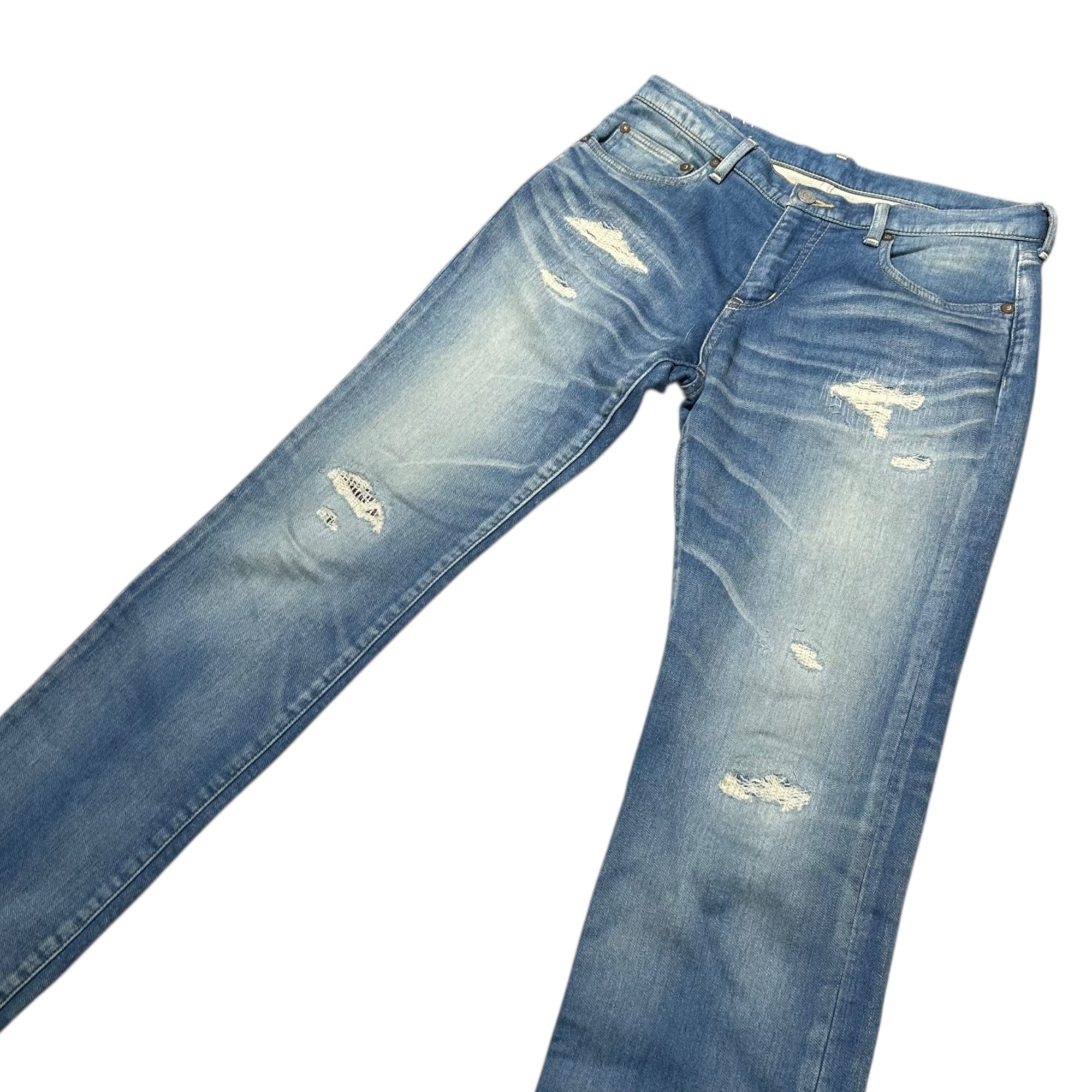 R.H.vintage(ロンハーマンヴィンテージ) Distressed Stretch Denim Pants ダメージ加工 ストレッチ デニム パンツ 422060153-1079 S ライトインディゴ ジョグ ジーンズ
