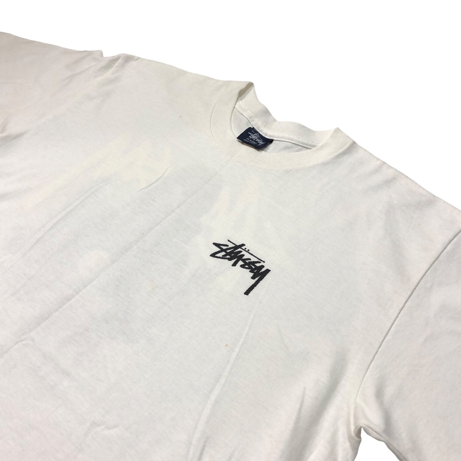 STUSSY(ステューシー) 90's HERCVLES ヘラクレス バックプリント Tシャツ 紺タグ SIZE L ホワイト×ブラック×ゴールド 90年代 OLD STUSSY