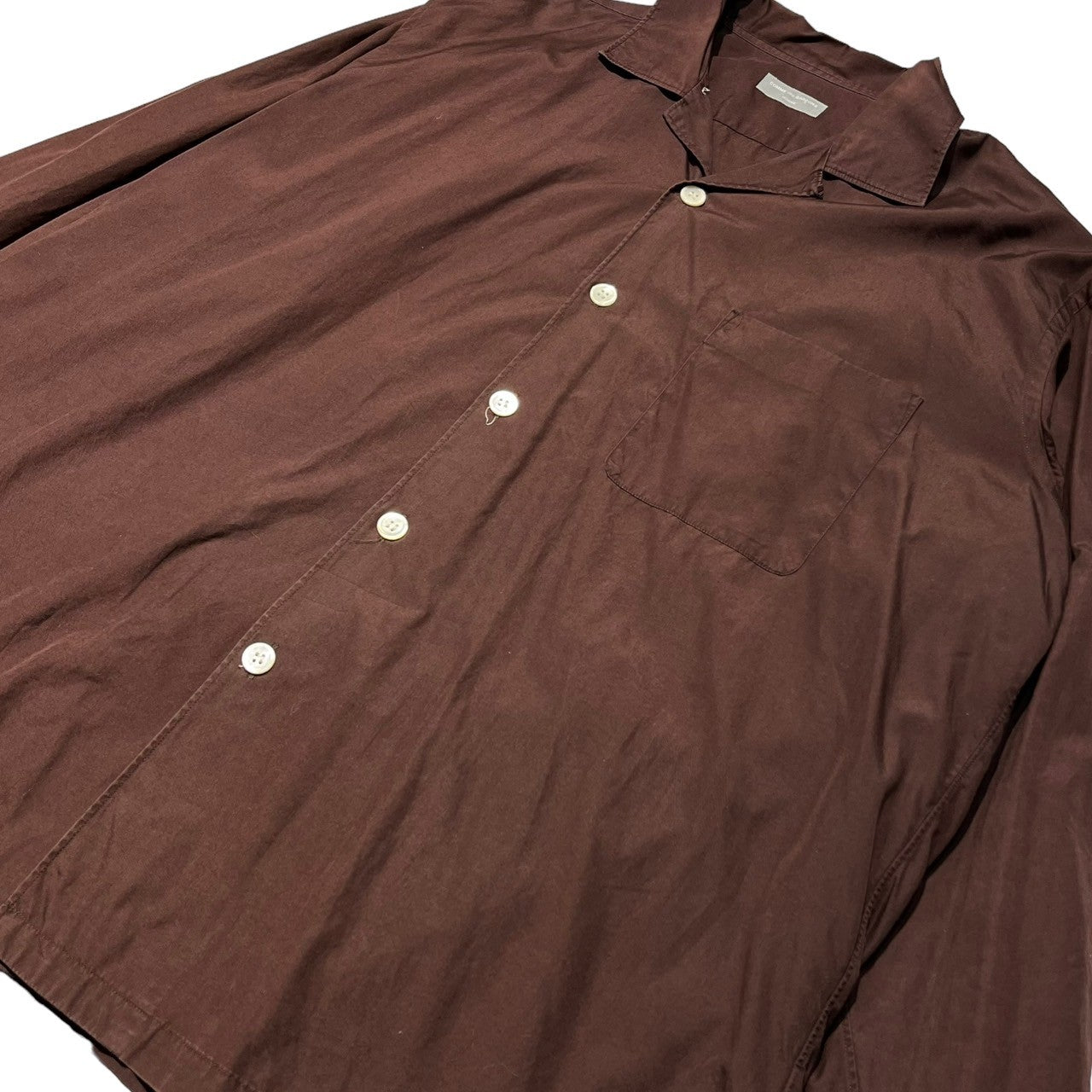 COMME des GARCONS HOMME(コムデギャルソンオム) 80~90’s oversized open collar shirt オープンカラーシャツ Lサイズ程度 ワインレッド 田中オム