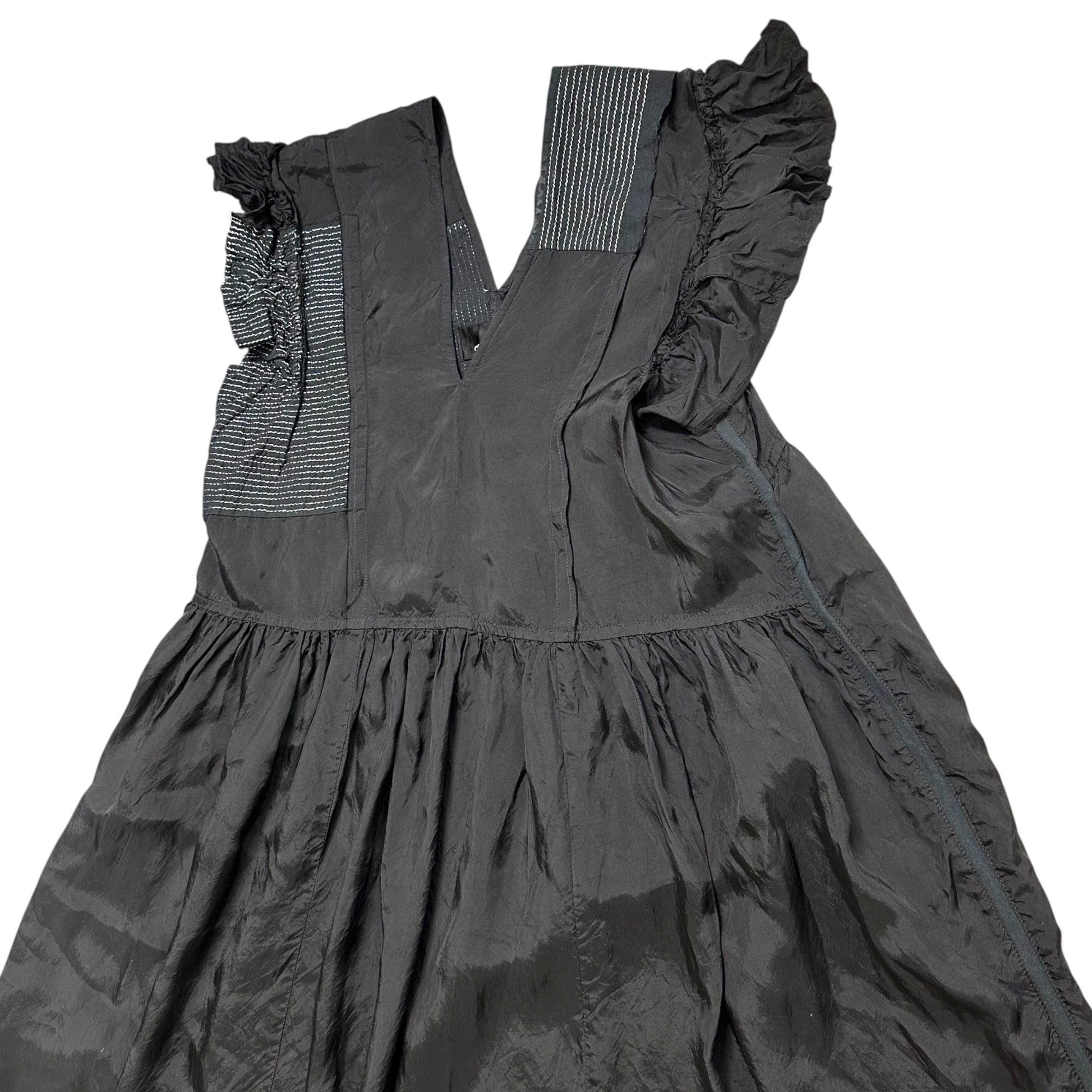 tricot COMME des GARCONS(トリココムデギャルソン) 08SS Silver Stitch Design Deformed Sleeve One Piece Dress シルバーステッチ デザイン 変形 スリーブ ワンピース TA-0013 S ブラック×シルバー AD2007