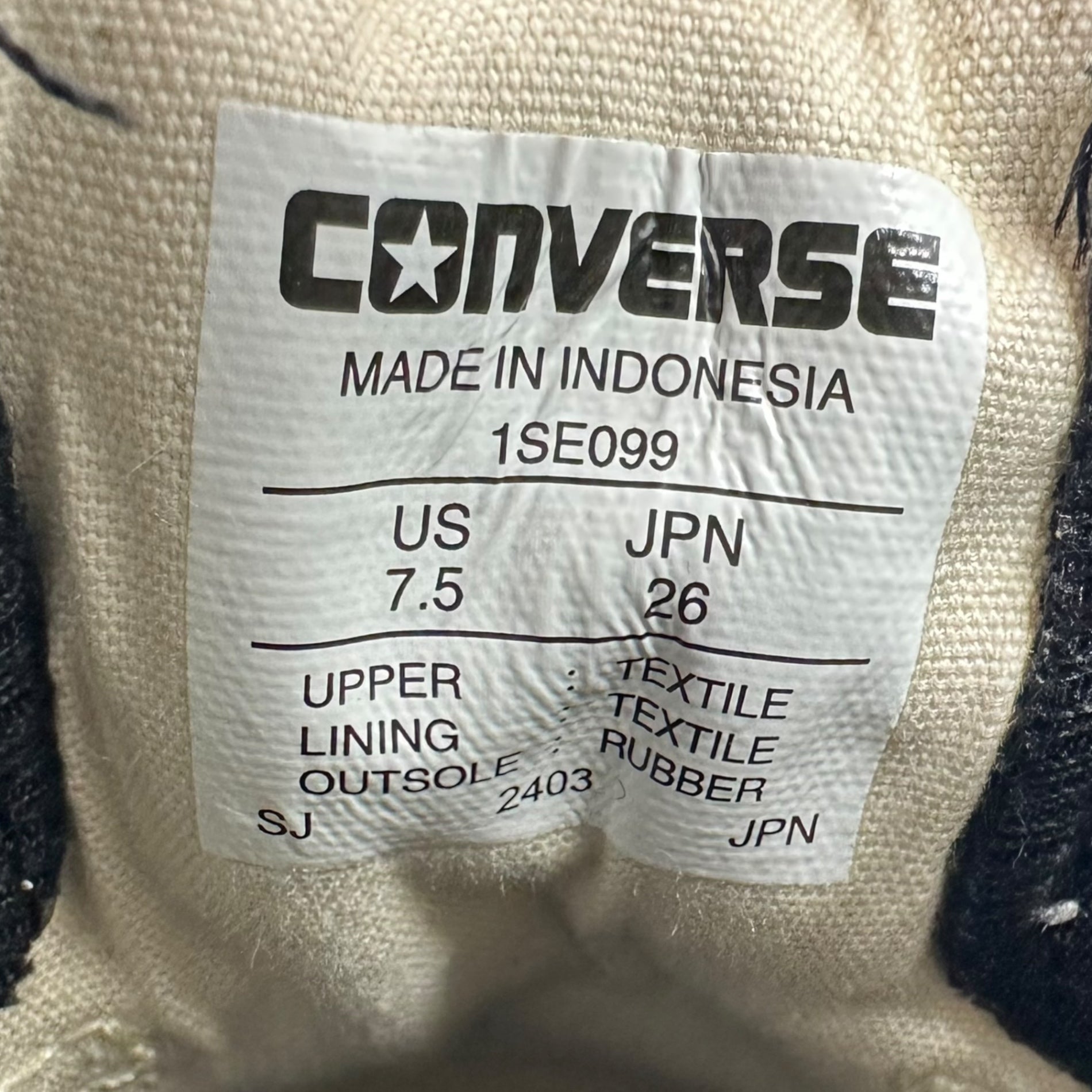 CONVERSE(コンバース) 24SS ONE STAR HS D NX キャンバス デッキ シューズ ローカット スニーカー 1SE099 26cm ブラック×ホワイト 箱付