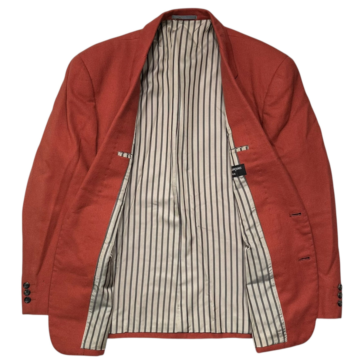 COMME des GARCONS HOMME PLUS(コムデギャルソンオムプリュス) 1990AW Inner-Striped 2-Button Wool Jacket インナー ストライプ 2ボタン ウール ジャケット PJ-05050S S オレンジ