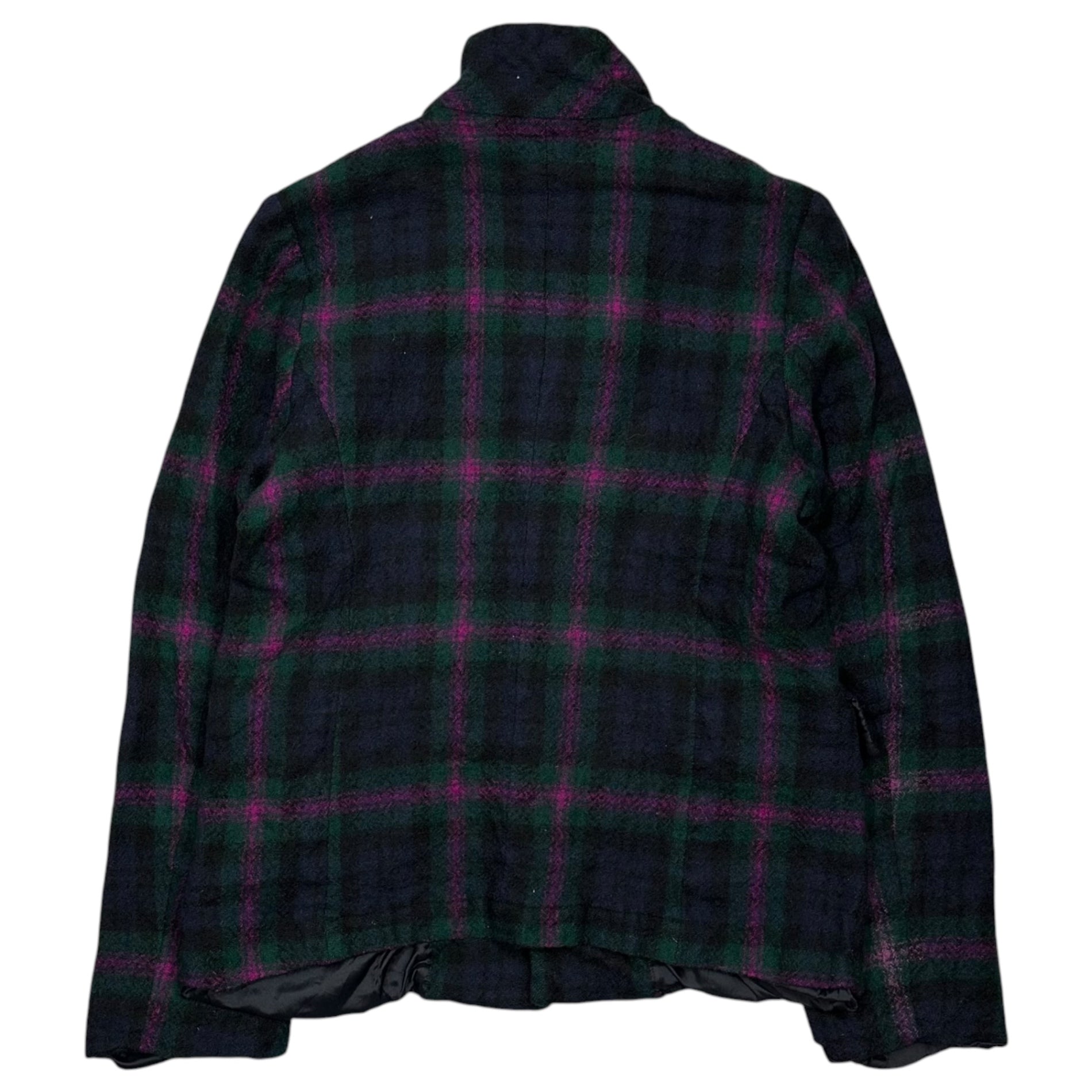 COMME des GARCONS COMME des GARCONS(コムデギャルソンコムデギャルソン) Wool Felted Check Pattern 4-Button Jacket ウール 縮絨 チェック柄 4ボタン ジャケット S グリーン×パープル×ネイビー フランス製