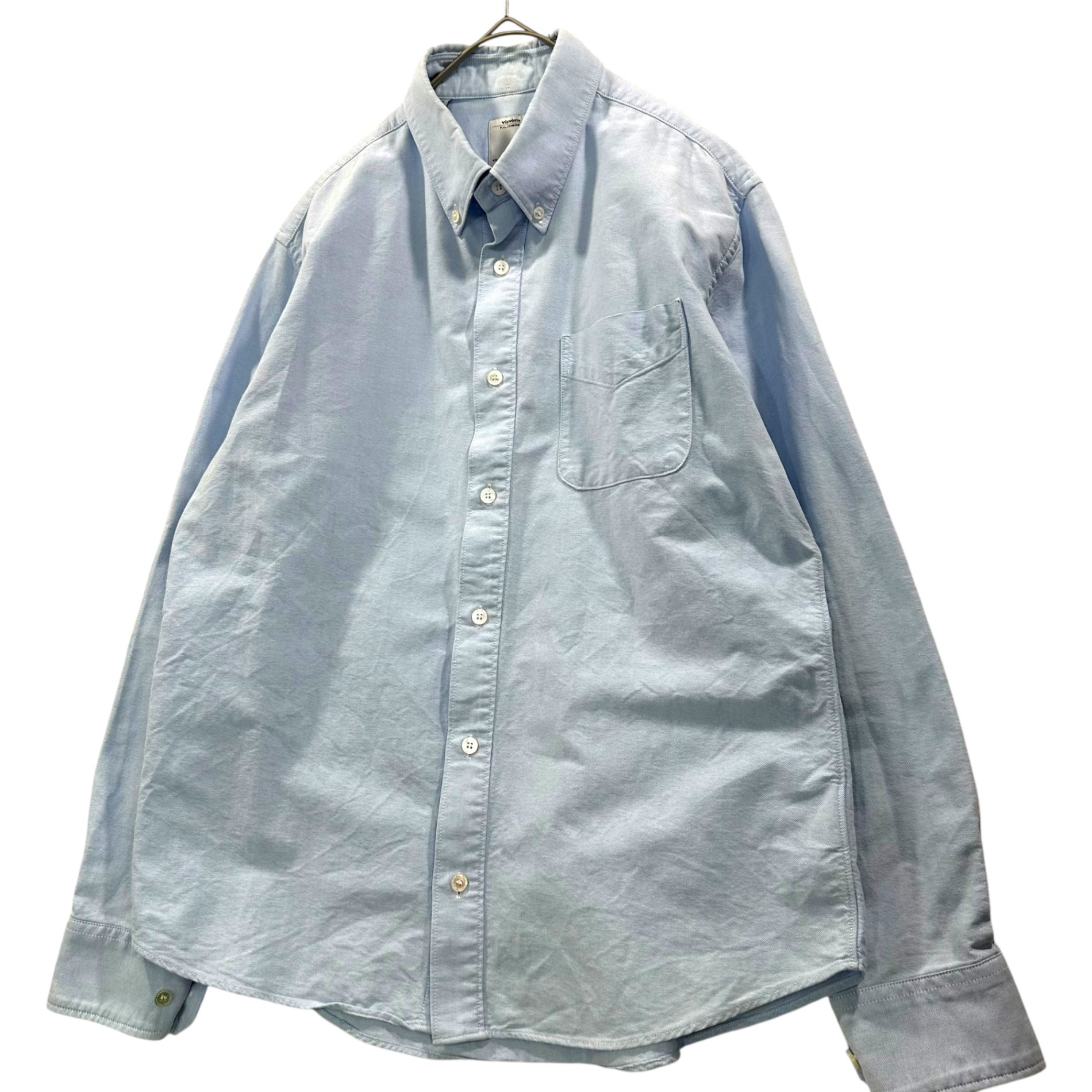 VISVIM(ビズビム/ヴィズヴィム) ALBACORE SHIRT L/S アルバコア オックスフォード ボタンダウン 長袖 シャツ VS0001541 M ライトブルー 肘 チェック 切替