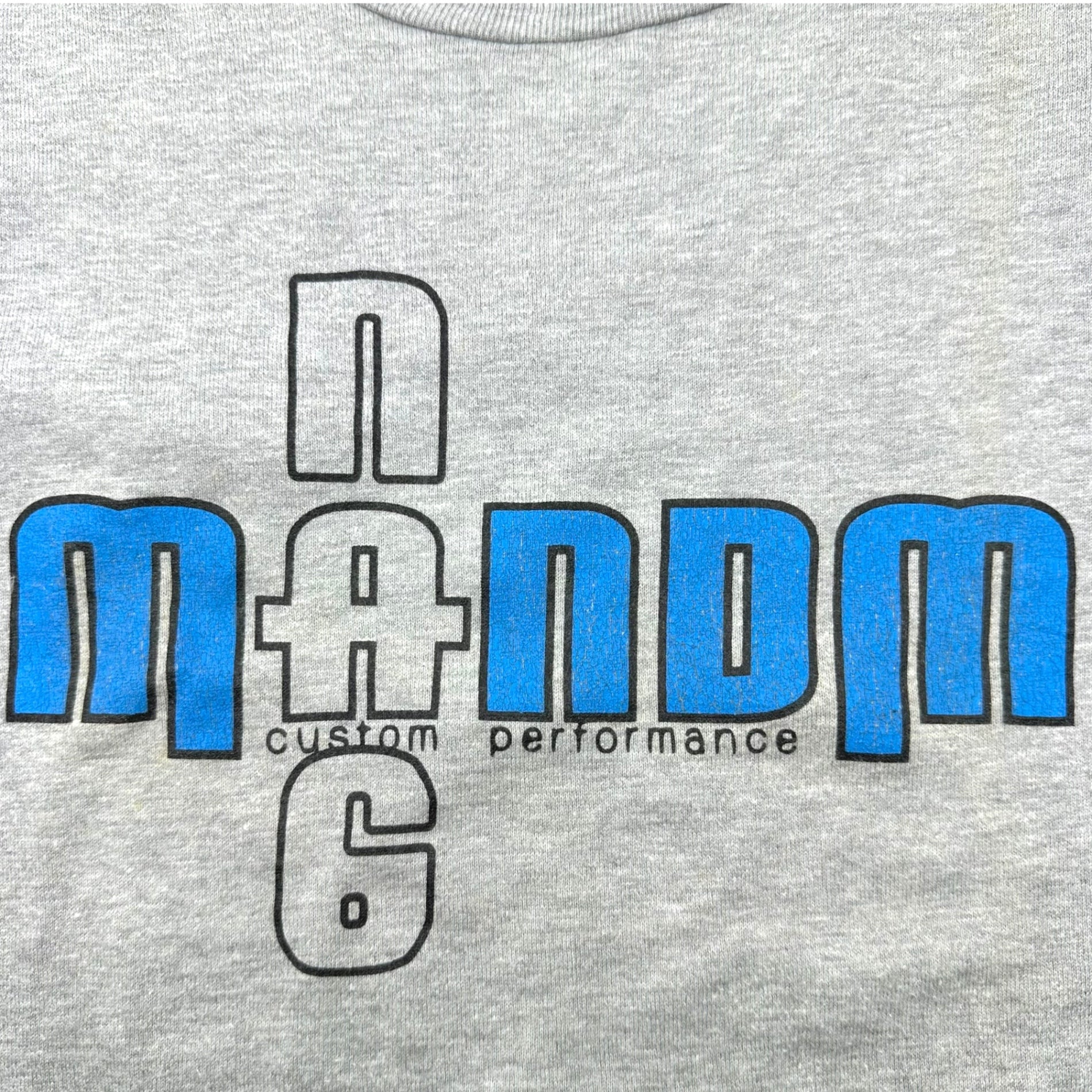 m&m CUSTOM PERFORMANCE(エムアンドエム) 90's Front Print T-Shirt 90年代 オールド フロント プリント Tシャツ M グレー×ブルー 永瀬正敏