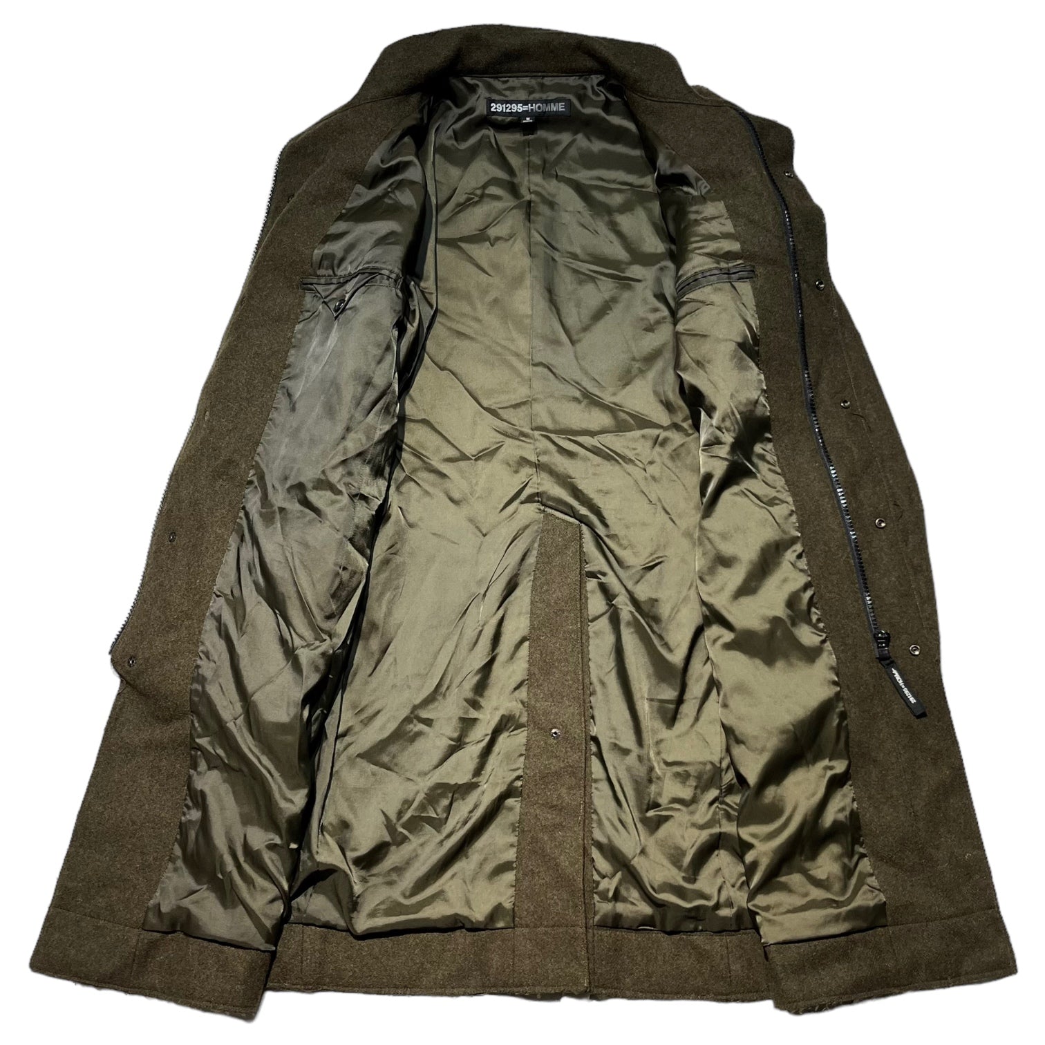 291295=HOMME(ニーキューイチニーキューゴーオム) military style wool coat ミリタリースタイル ウールコート L カーキ
