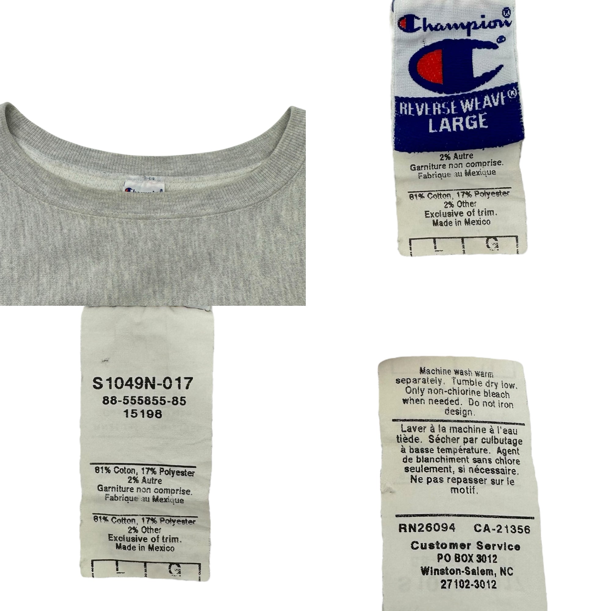 Champion(チャンピオン) 00's ”NECI” reverse weave crew neck sweatshirt リバースイーブ クルーネック スウェット L グレー 古着 ヴィンテージ