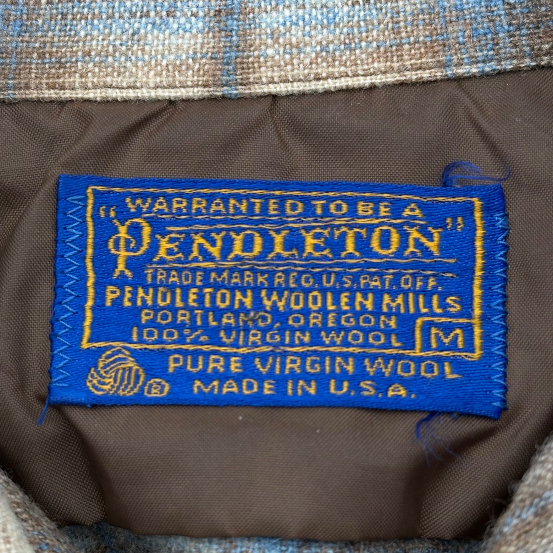 PENDLETON(ペンドルトン) 70's Board Shirt - Ombre Check ボード シャツ オンブレ チェック M ベージュ×スカイブルー 70年代 開襟 オープンカラー ウール ヴィンテージ