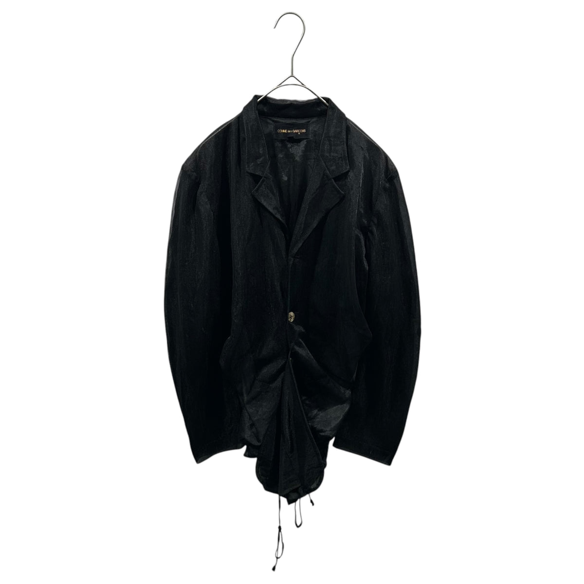 COMME des GARCONS(コムデギャルソン) 1991SS Sheer Asymmetrical Drawstring Button-Front Jacket シアー 変形 ドローコード ボタン ジャケット GJ-05006S S ブラック AD1990 90s アーカイブ 珍品