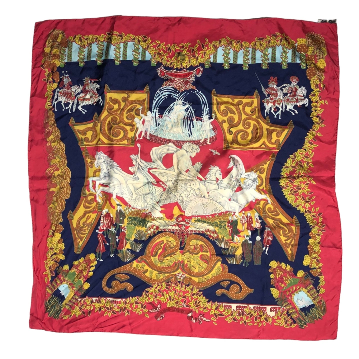 HERMES(エルメス) Carres 90 ”LE PARADIS DU ROY” カレ 90 王の楽園 レッド シルク スカーフ