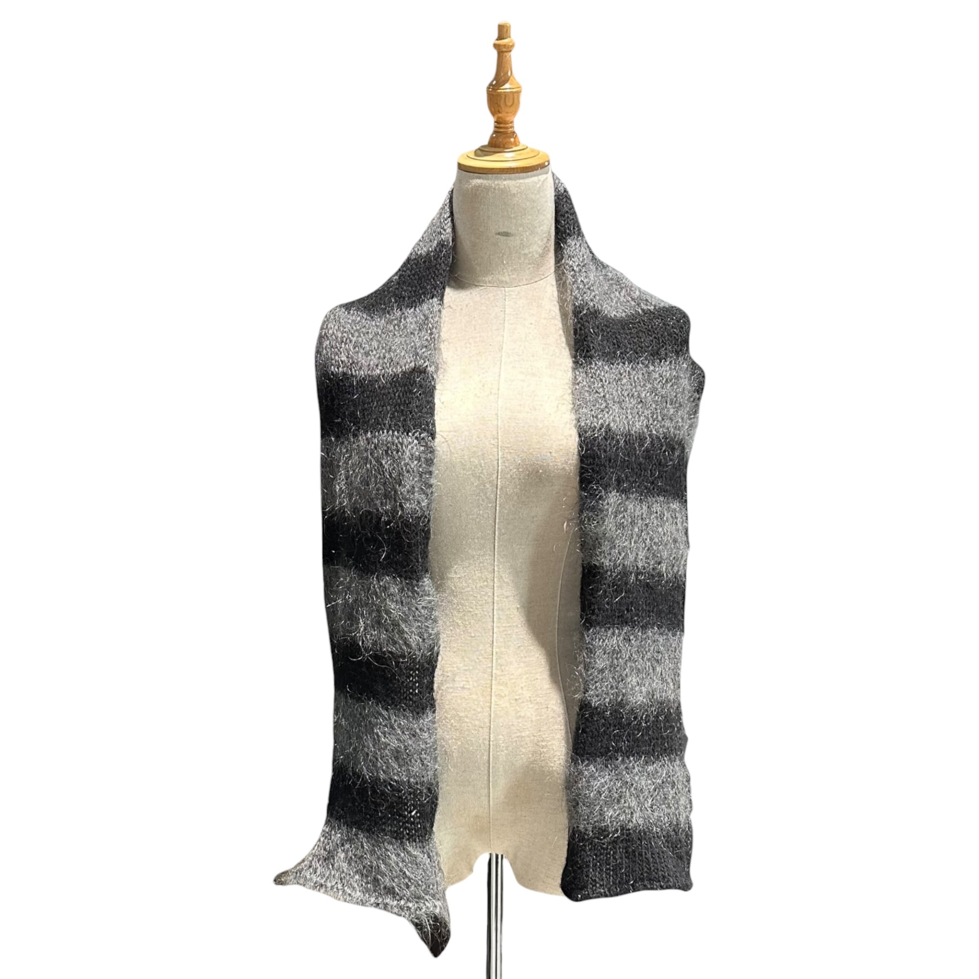 Maison Martin Margiela(メゾン マルタンマルジェラ) 1999AW ⑥ By Miss Deanna Striped Mohair Scarf ミスディアナ ボーダー モヘア マフラー ブラック×グレー 90's 90年代 アーカイブ 本人期 6