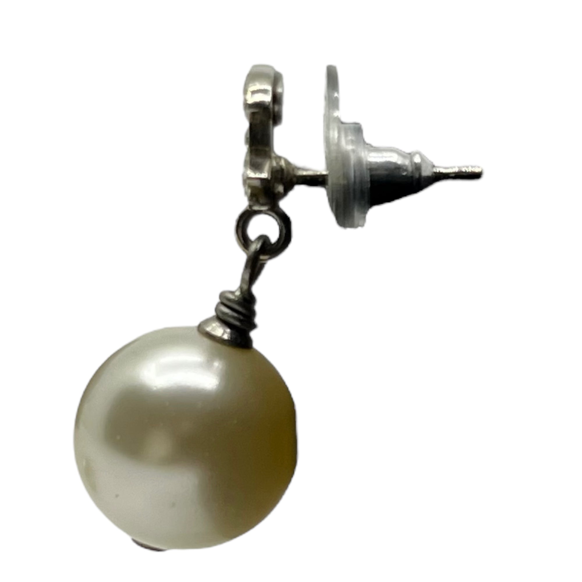 CHANEL(シャネル) Coco mark light stone pearl earrings ココマーク ライトストーン パール ピアス シルバー 刻印 A17 V