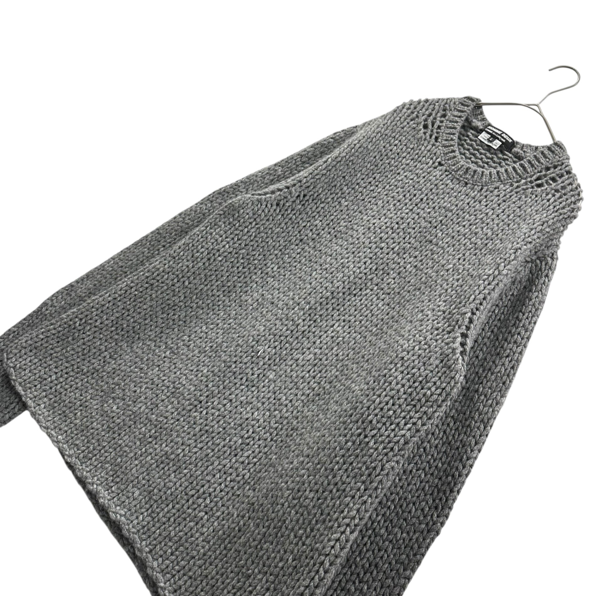 COMME des GARCONS HOMME DEUX(コムデギャルソンオムドゥ) 24AW Low-Gauge Crew-Neck Sweater ローゲージ クルーネック ニット DN-N005 L グレー AD2024