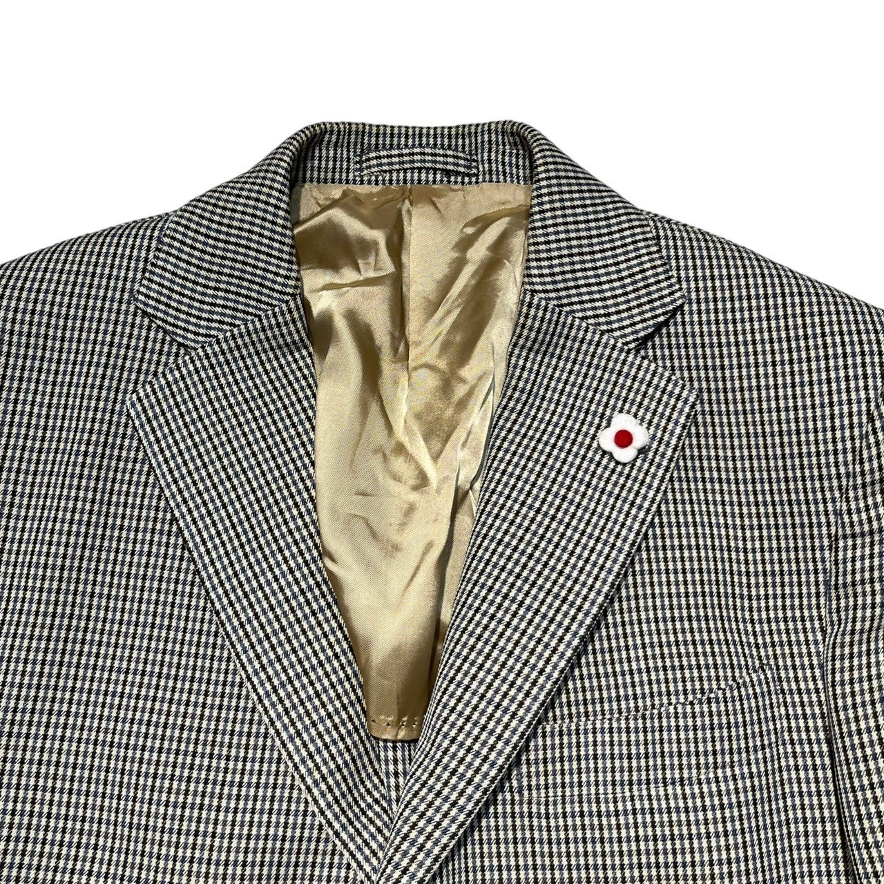 LARDINI(ラルディーニ) Gun club check 3B jacket ガンクラブ チェック 3B テーラード ジャケット 50(XL程度) ベージュ ドレス スーツ
