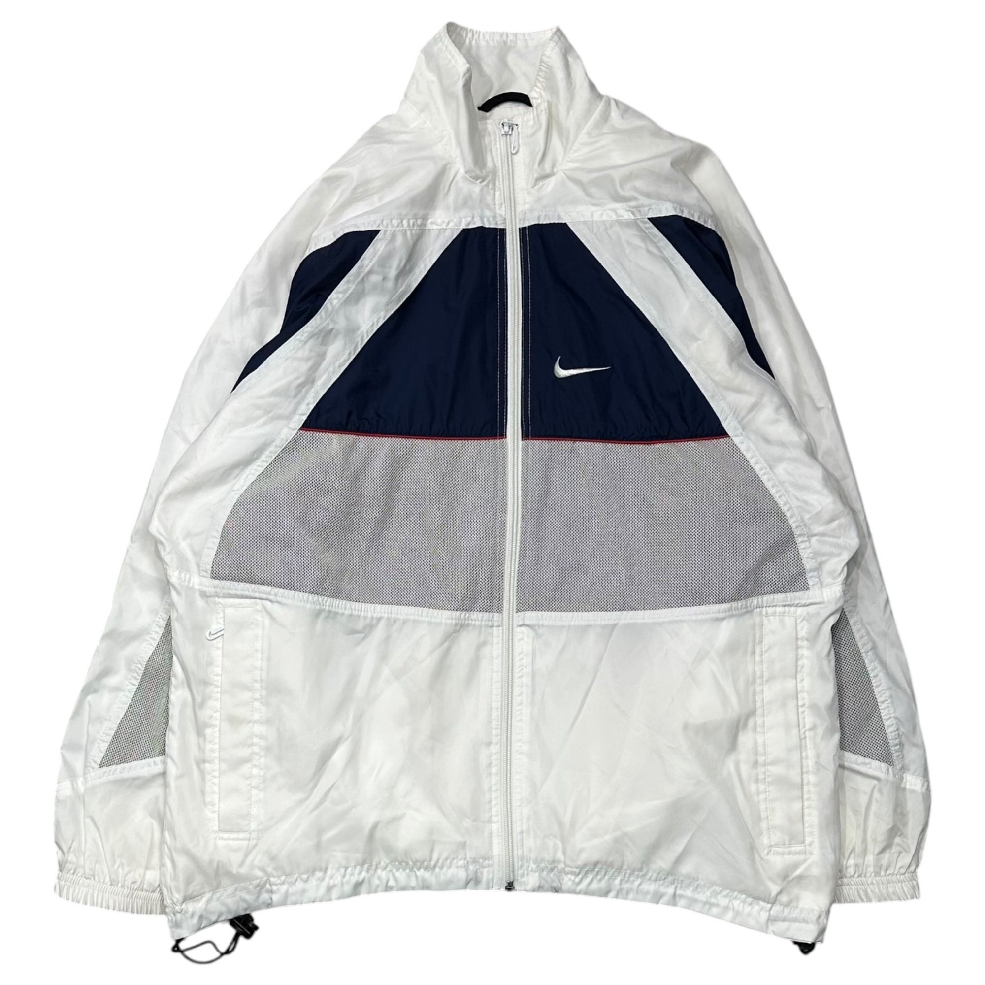 NIKE(ナイキ) 00's Swoosh logo nylon jacket スウッシュ ロゴ ナイロン ジャケット S ホワイト×ネイビー