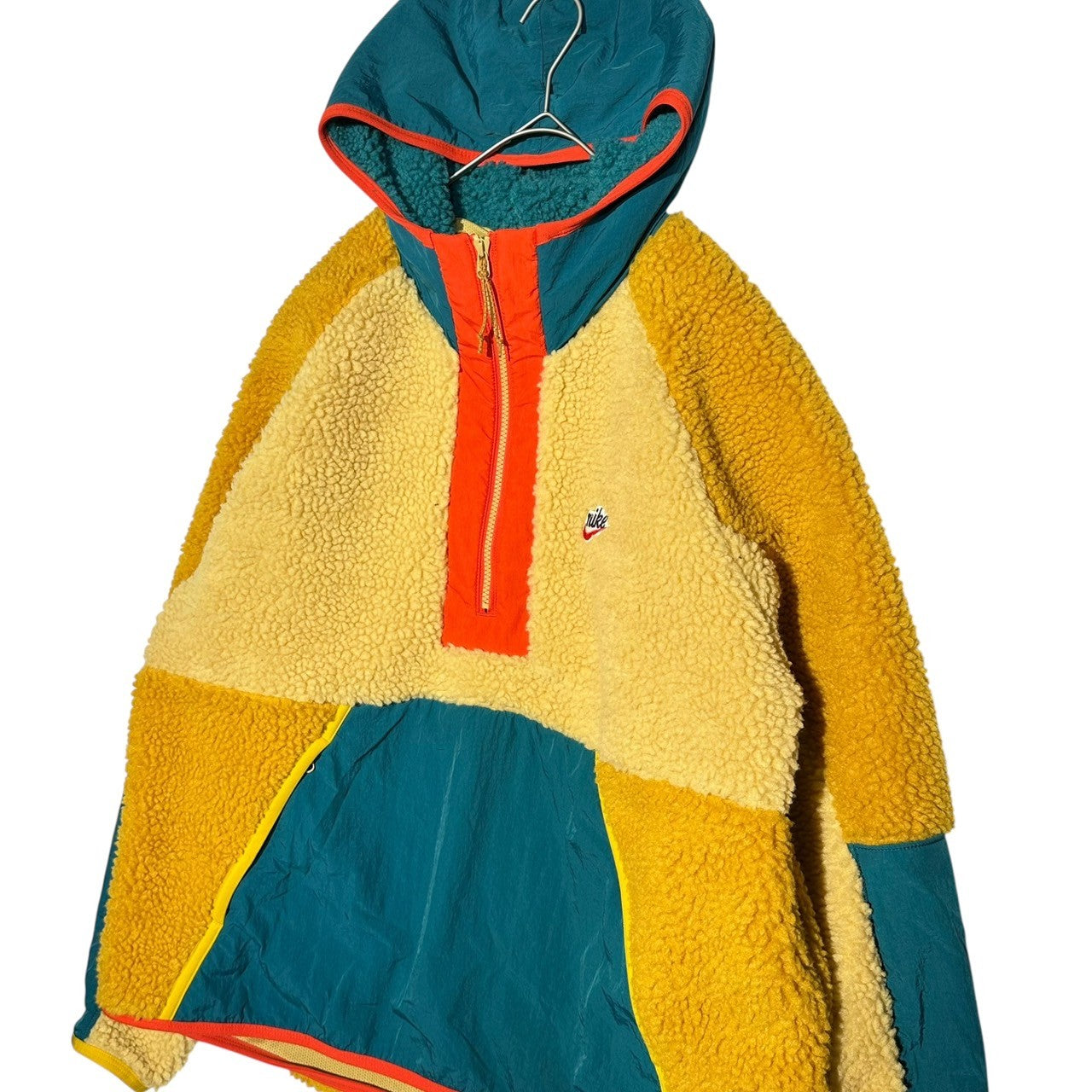 NIKE(ナイキ) NSW HE HOODIE HZ WINTER ハーフジップ ボア フリース プルオーバー パーカー ジャケット BV3767-723 XL イエロー×ターコイズブルー